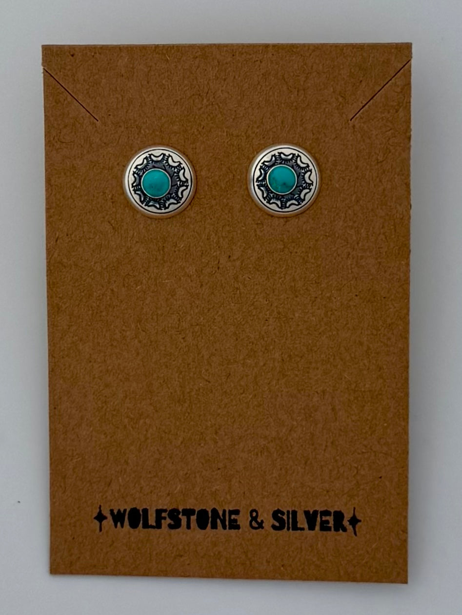 Concho Post Turquoise Earrings - Opt 4