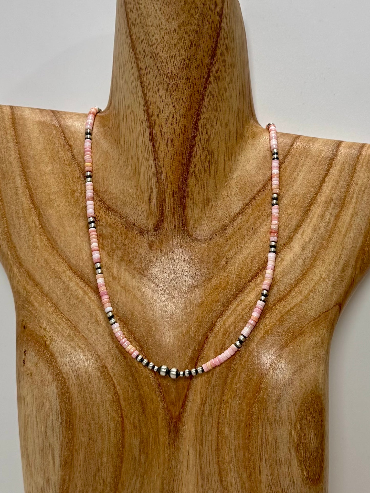 Pink Conch Heishi w/ Oxybeads 4mm Necklace - Length 24-26"