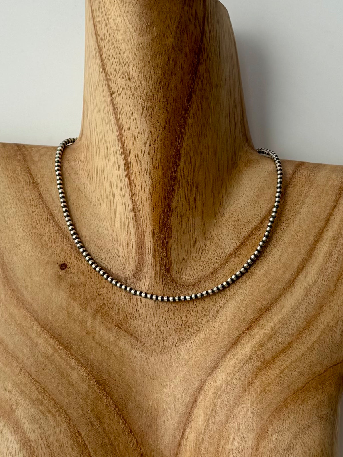 Sterling Silver Oxybead 3mm Necklace Length 14"- 16"