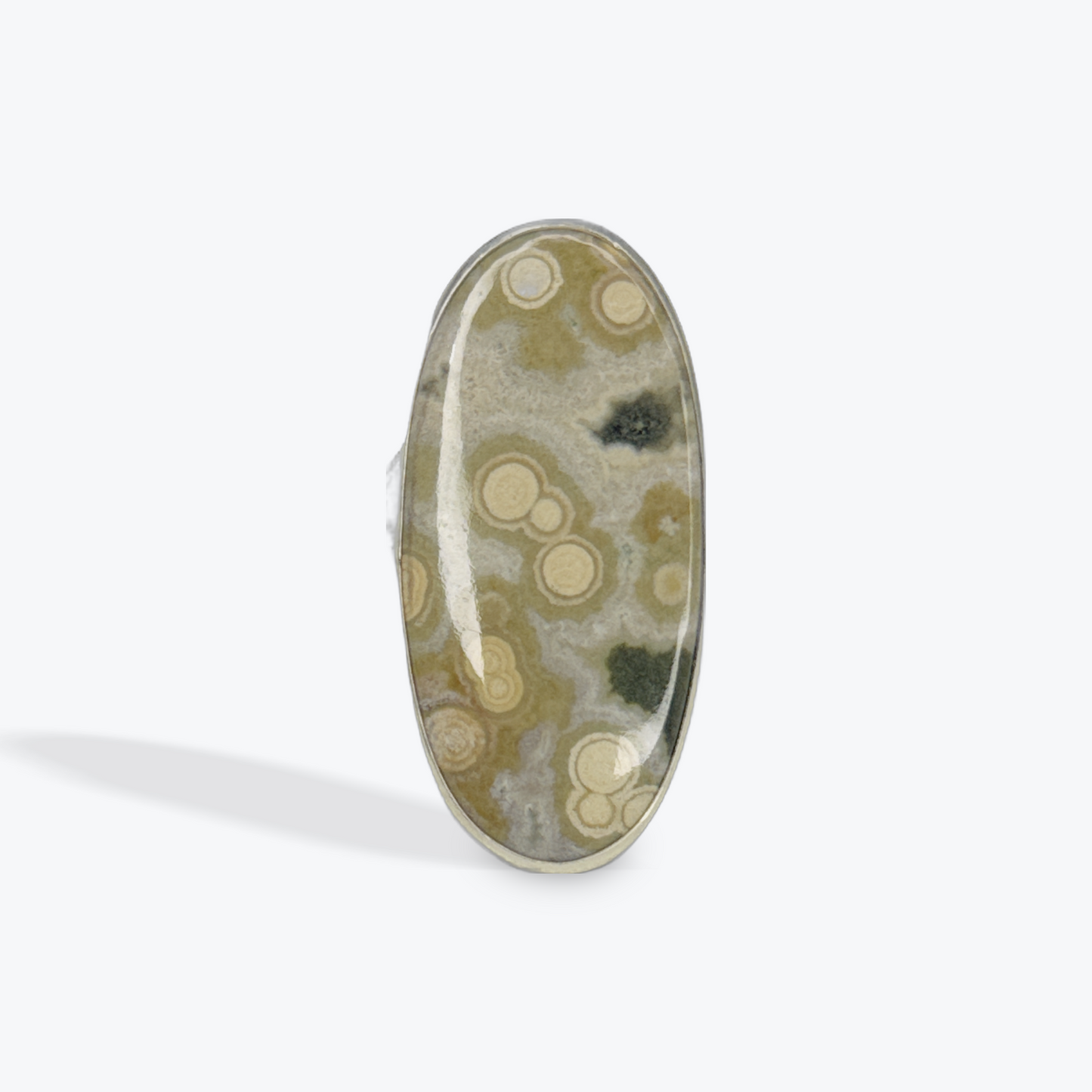 Oval Ring - Ocean Jasper - Sterling Silver - Native Made - L (artist stamp) - Size 8.75