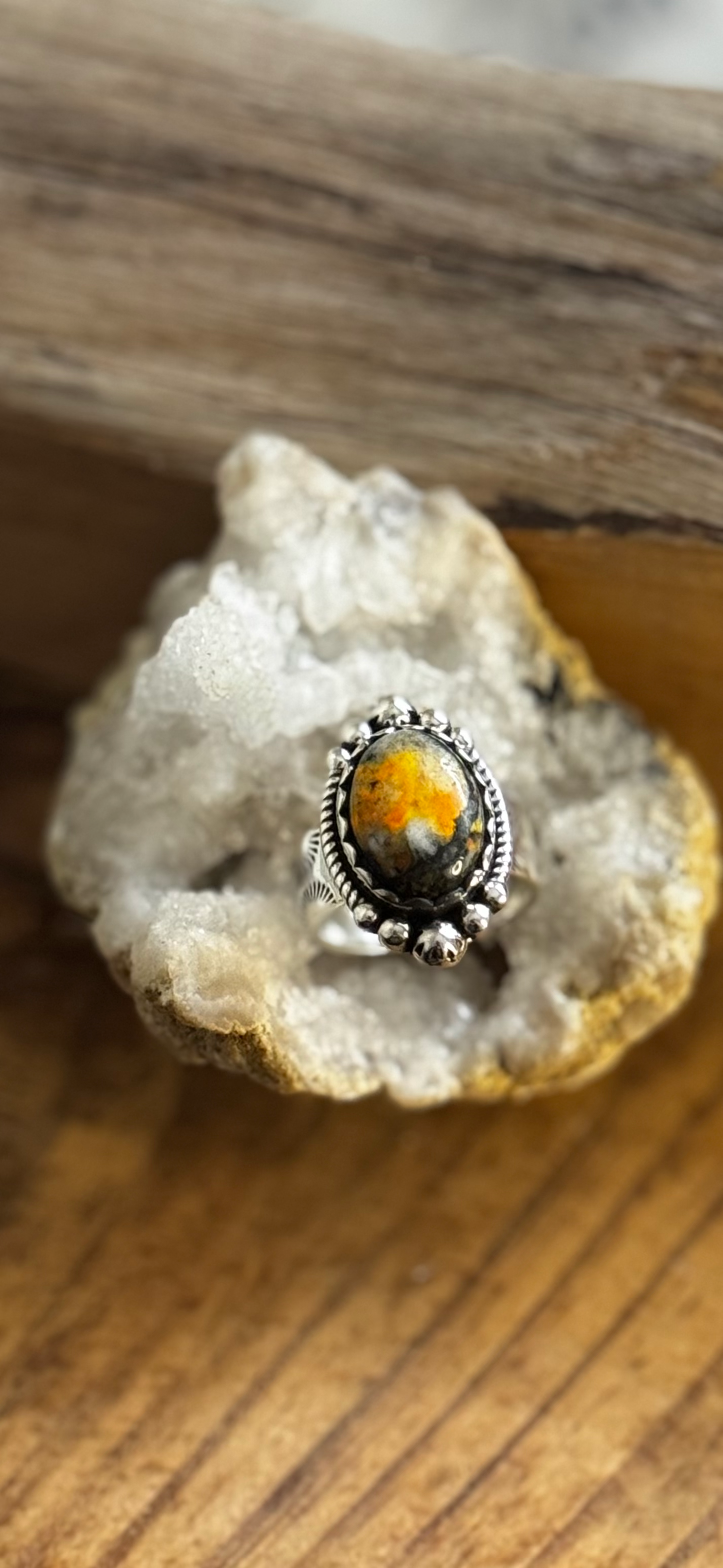 Oval Ring - Bumblebee Jasper - Sterling Silver - Size 6