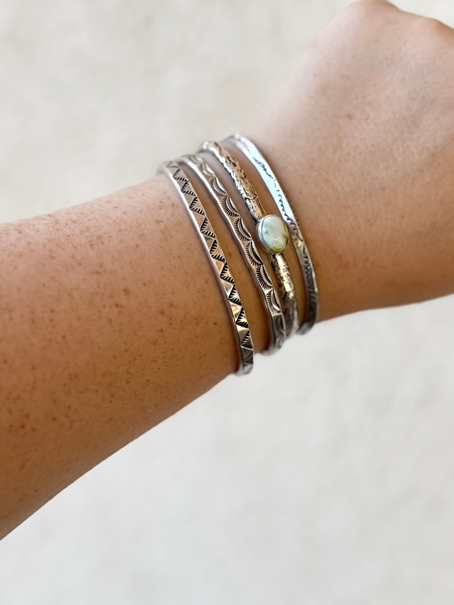 Cuff Bracelet with Sun Pattern - Sterling Silver - Native Handmade - TAHE (artist)