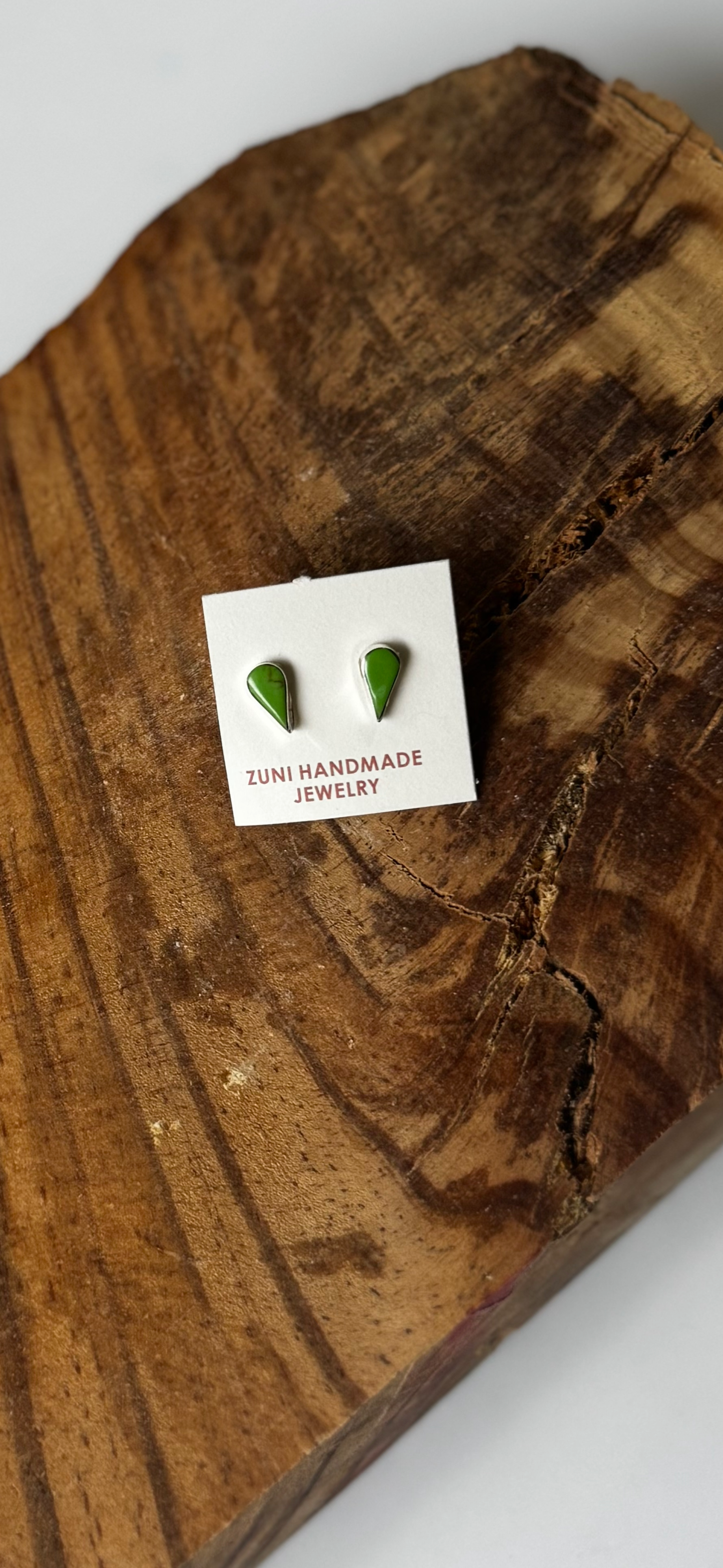 Tear Drop Earrings - Gaspeite - Sterling Silver - Native Handmade - Angie Rosetta (artist)