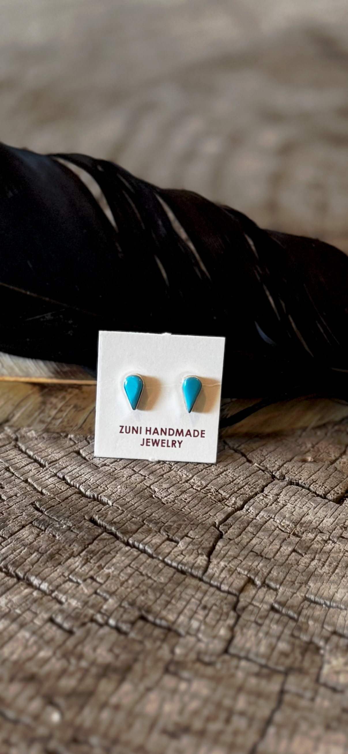 Tear Drop Earrings - Turquoise - Sterling Silver - Native Handmade - Angie Rosetta (artist)