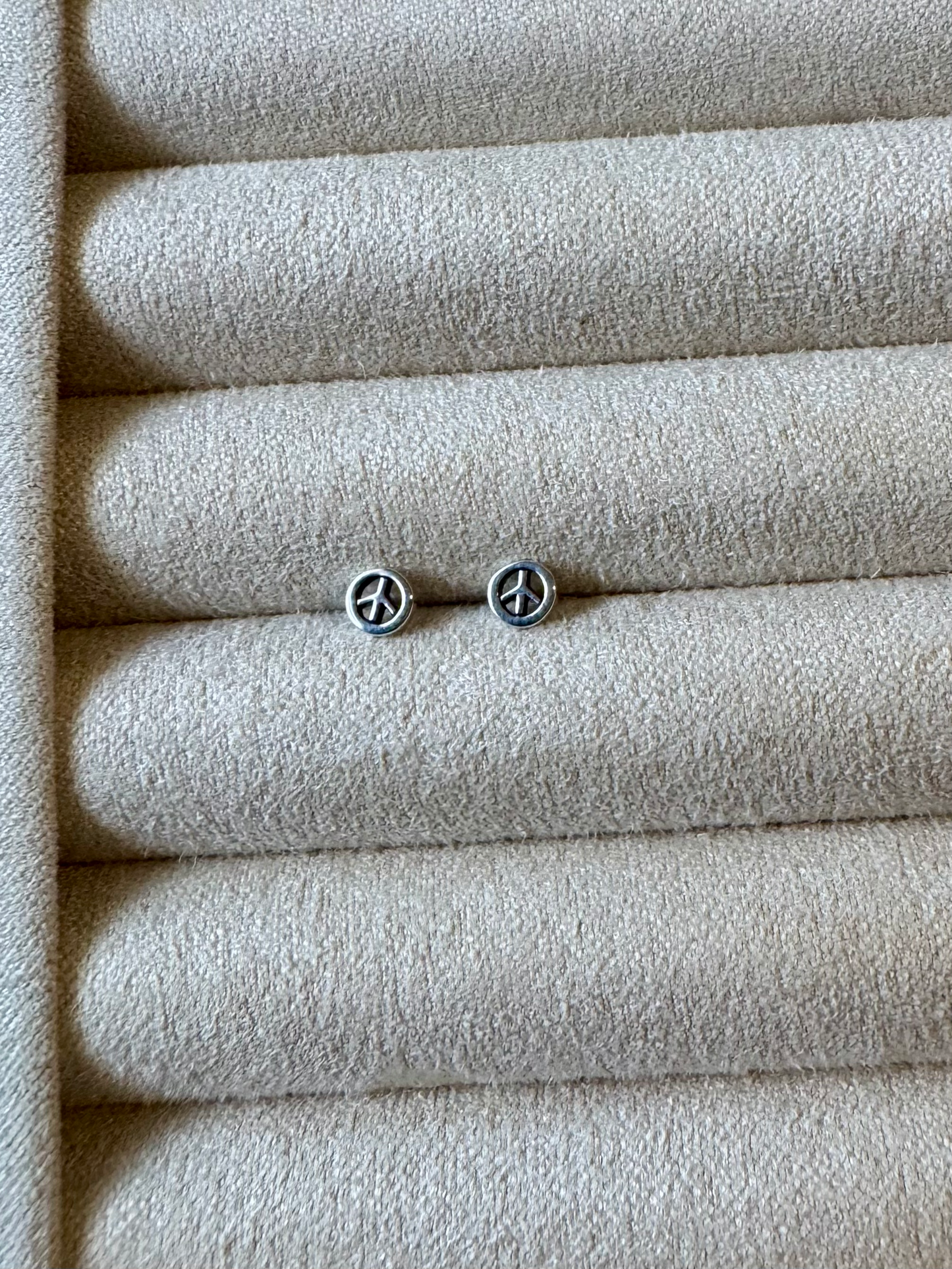 Peace Sign Stud Earrings - Sterling Silver