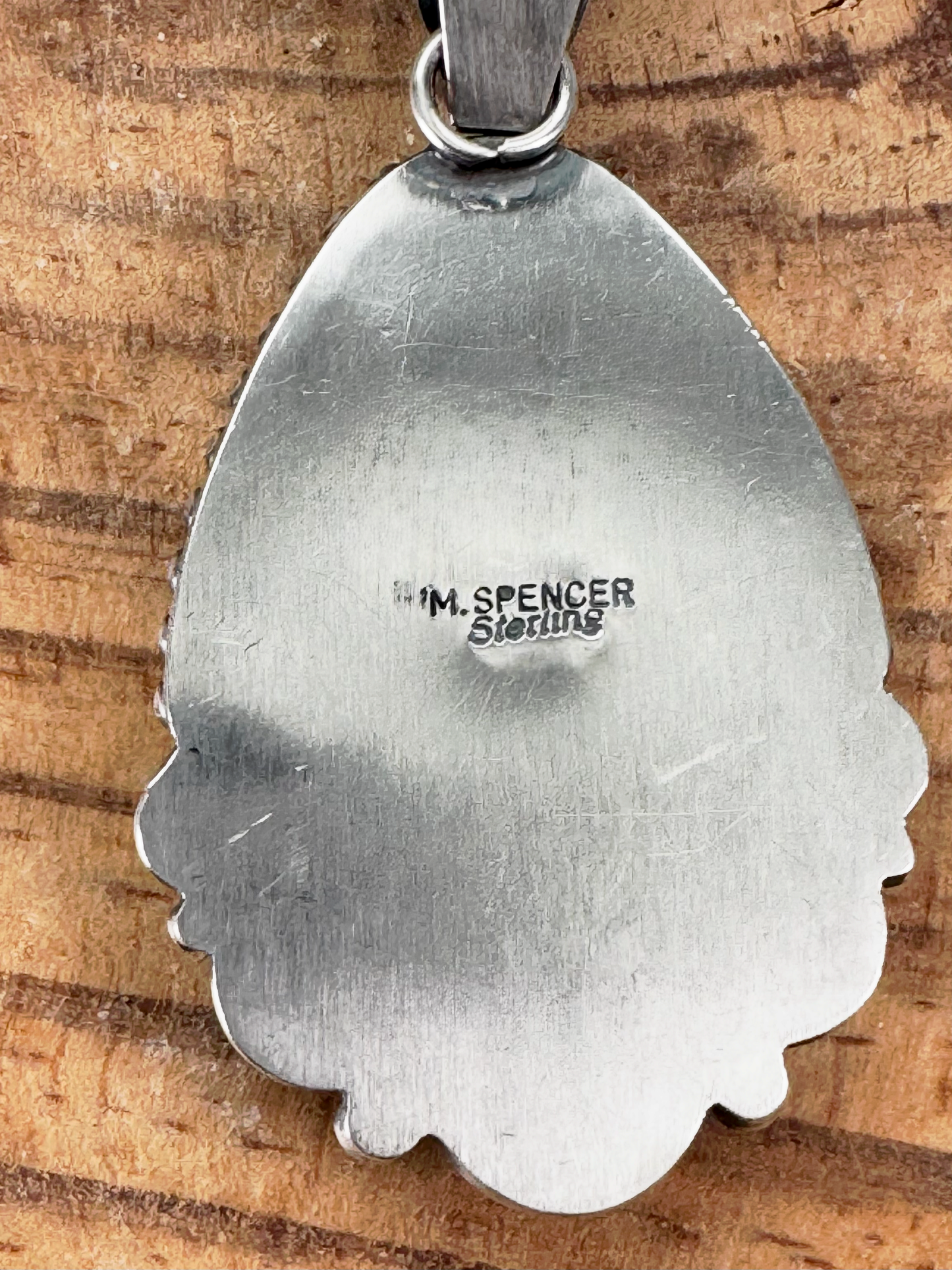 Tear Drop with Ruffles Pendant - White Buffalo - Sterling Silver - Native Handmade - Spencer (artist)