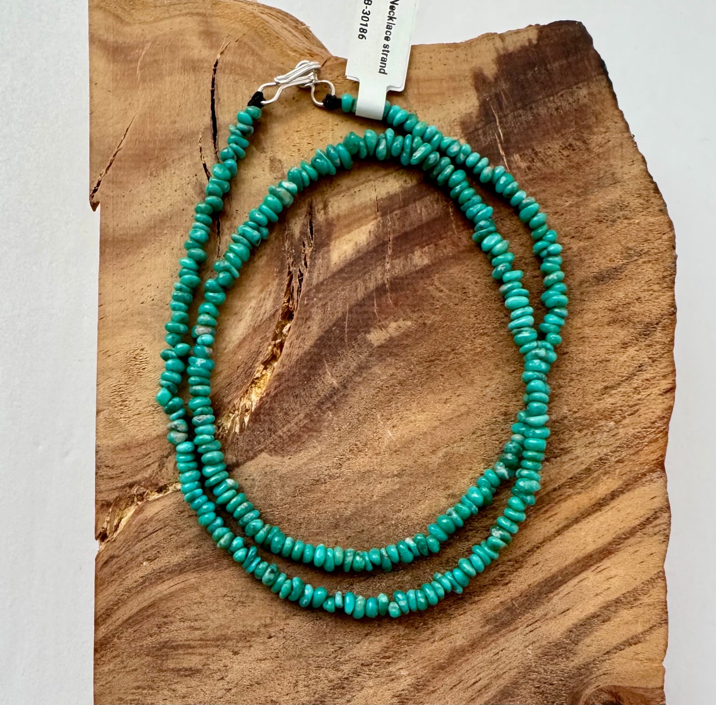 Small Campitos Teal Turquoise Bead Necklace - Sterling Clasp-19"