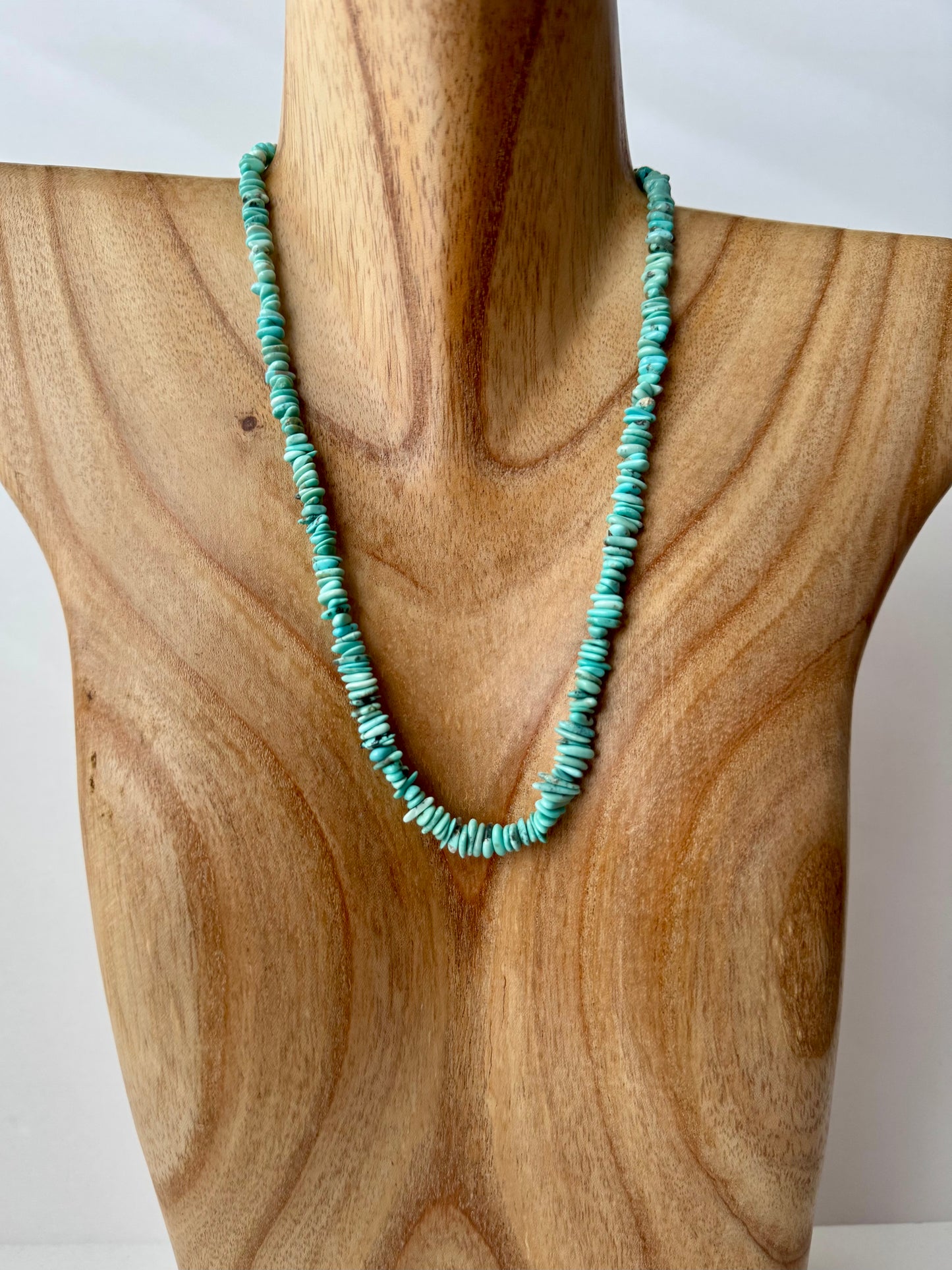 Campitos Turquoise Chip Strand Necklace - Sterling Clasps - 19"