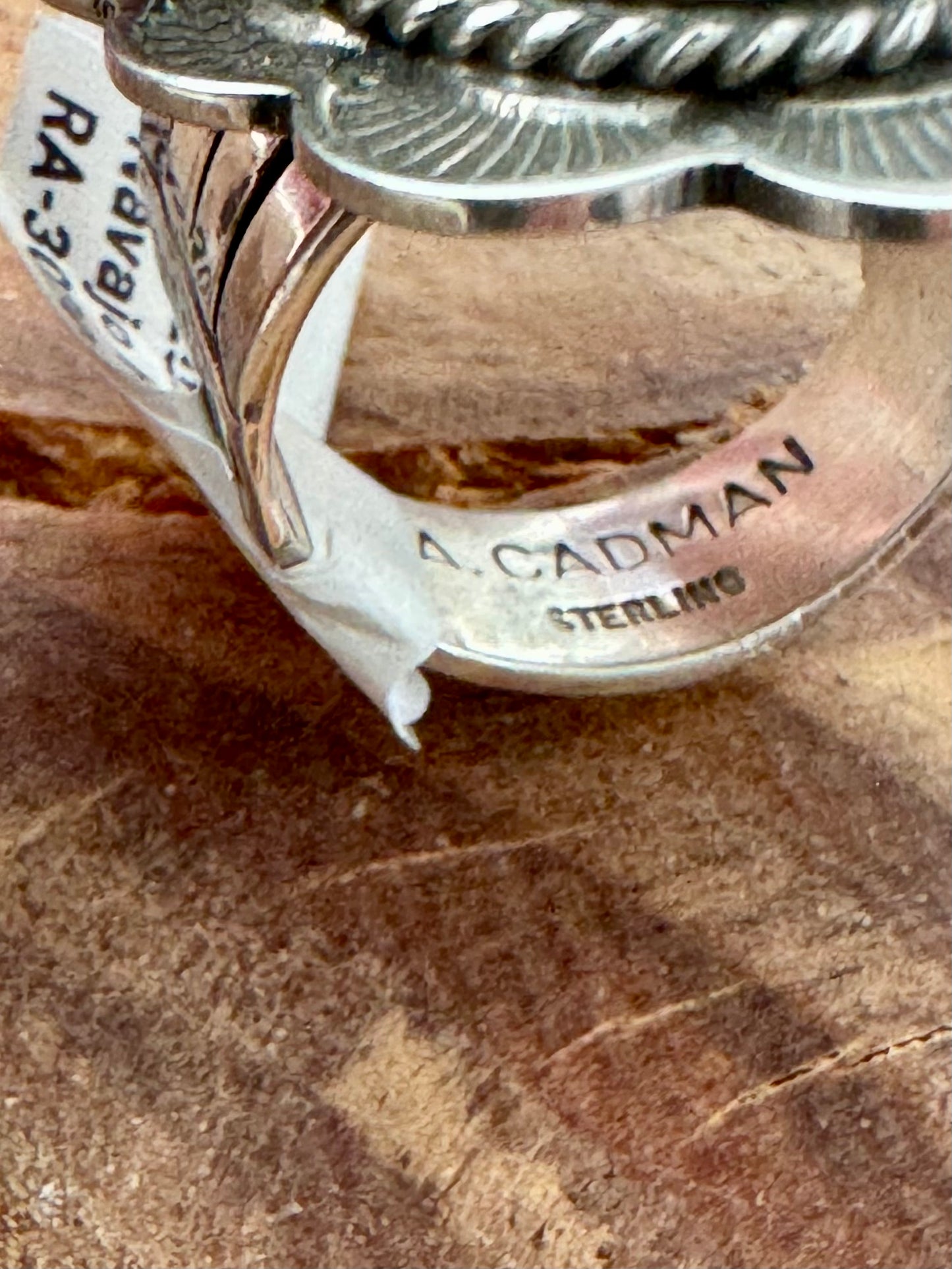 Armanian Turquoise Ring - Sterling Silver - Native Handmade - A Cadman (artist) - Size 8