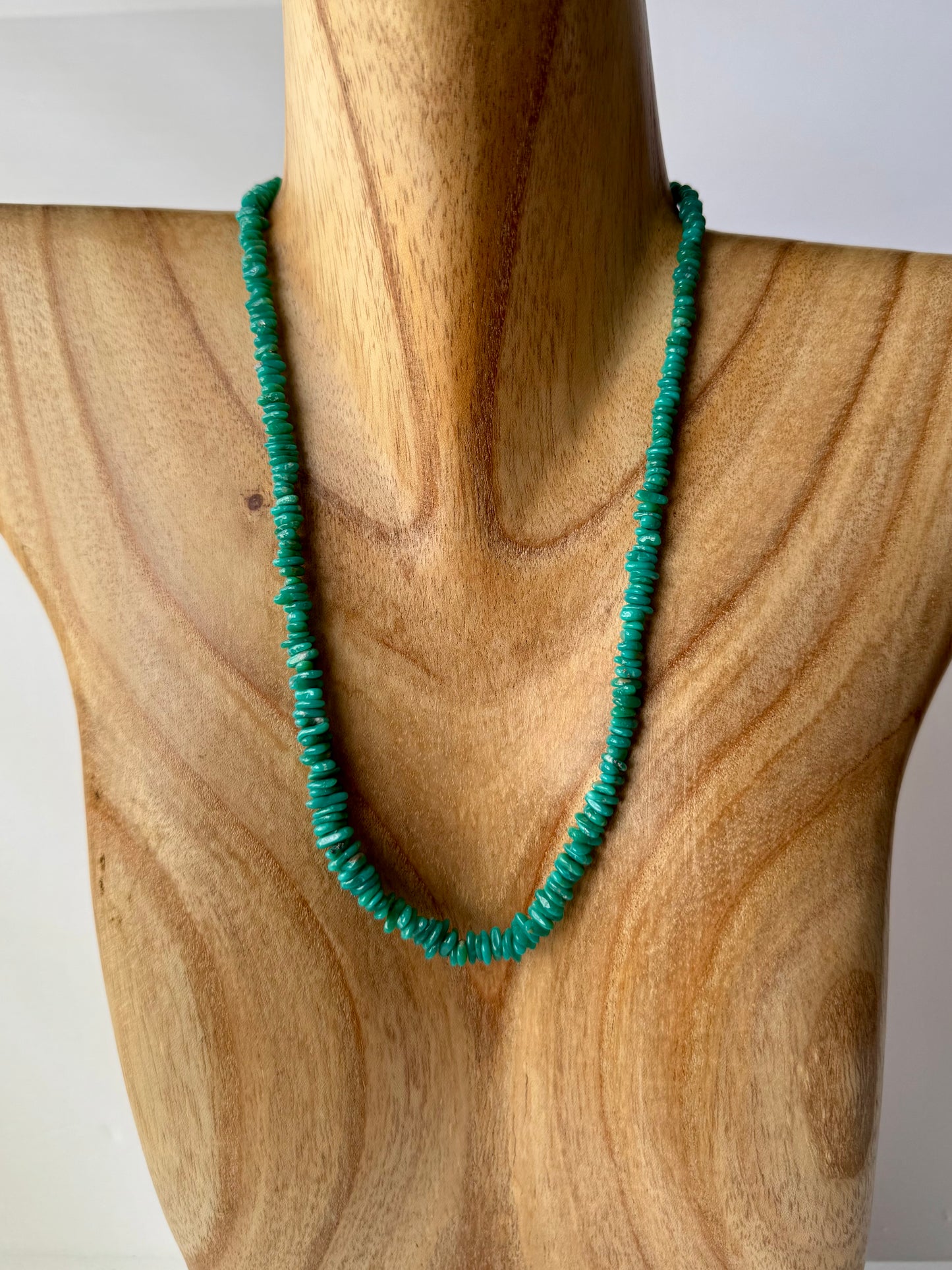 Graduated Teal Campitos Turquoise Beads Necklace -Length 19"