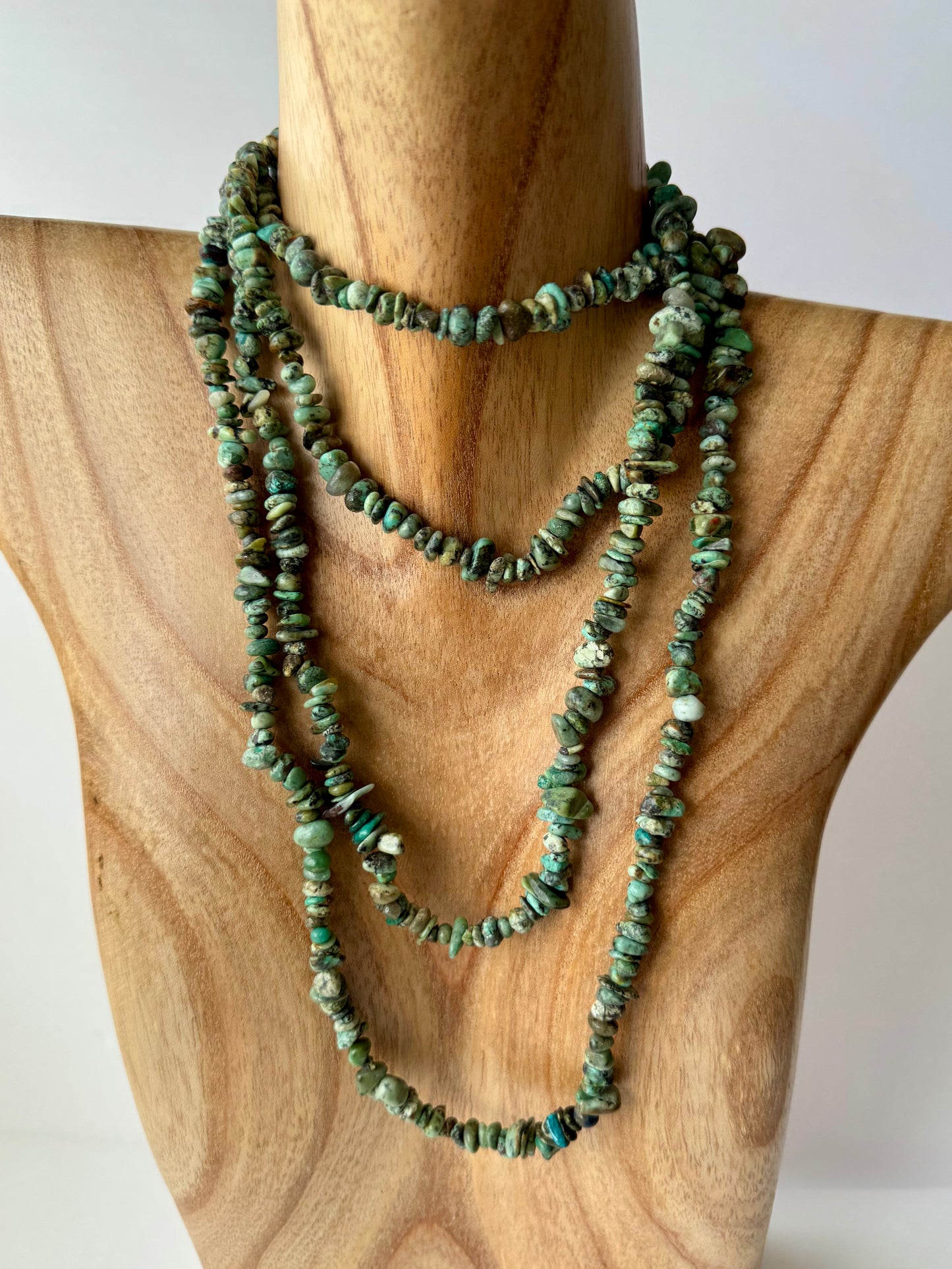Turquoise Chip Necklace with no Clasp -36"