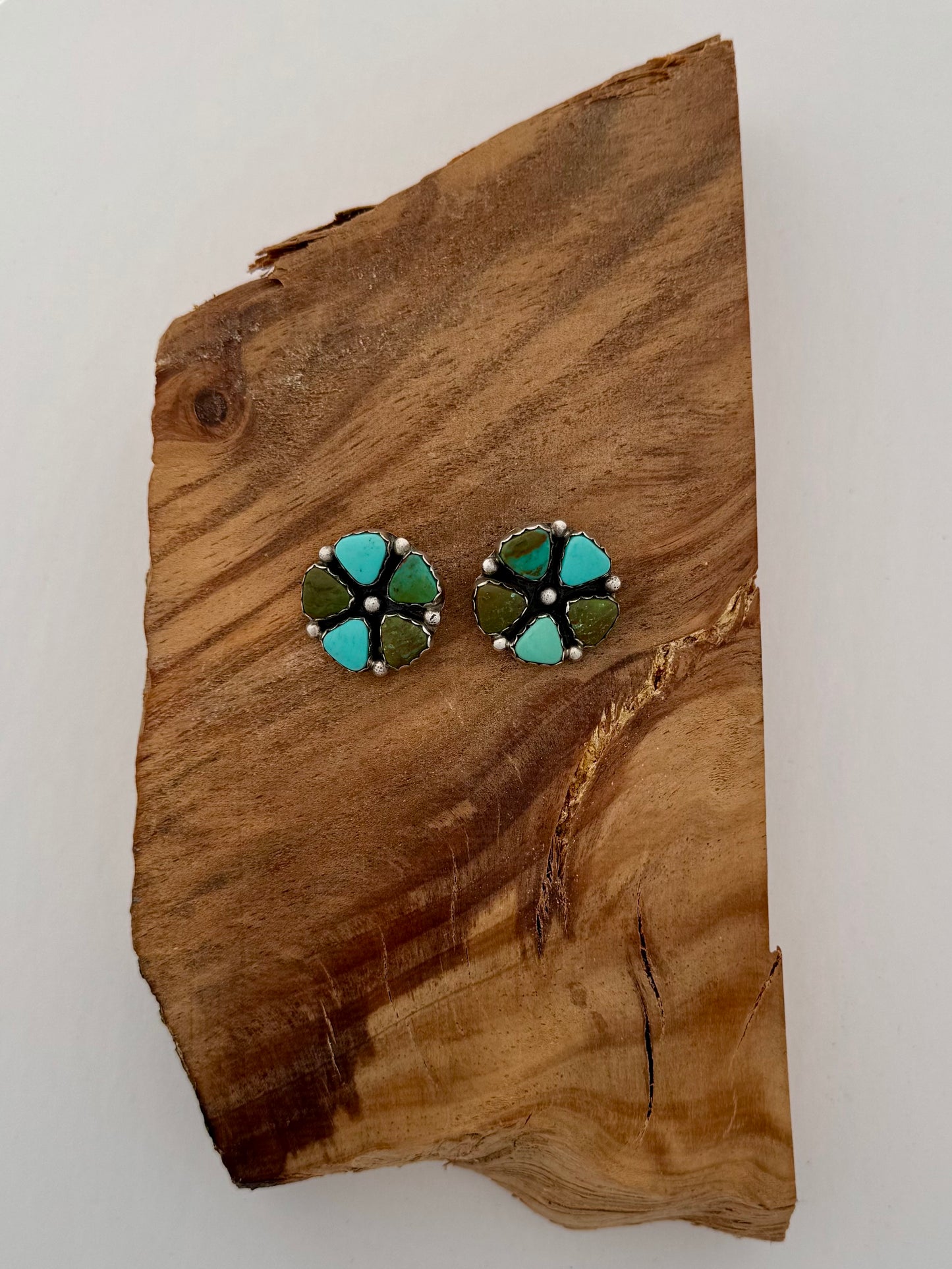 Antique Store Find - Royston Turquoise Sampler Clip On Earrings-