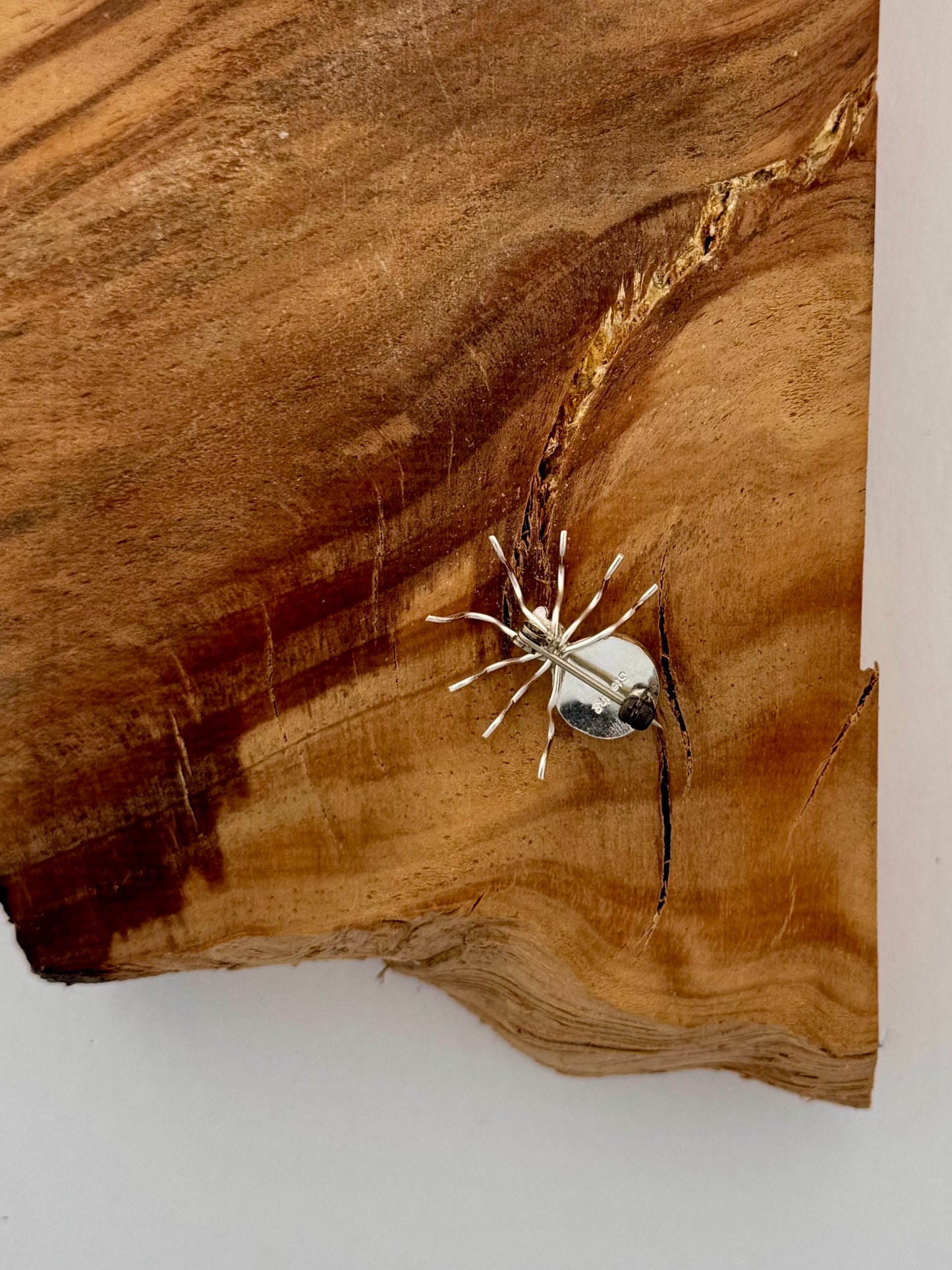 Sterling Silver Spider Pin with Golden Hill Turquoise