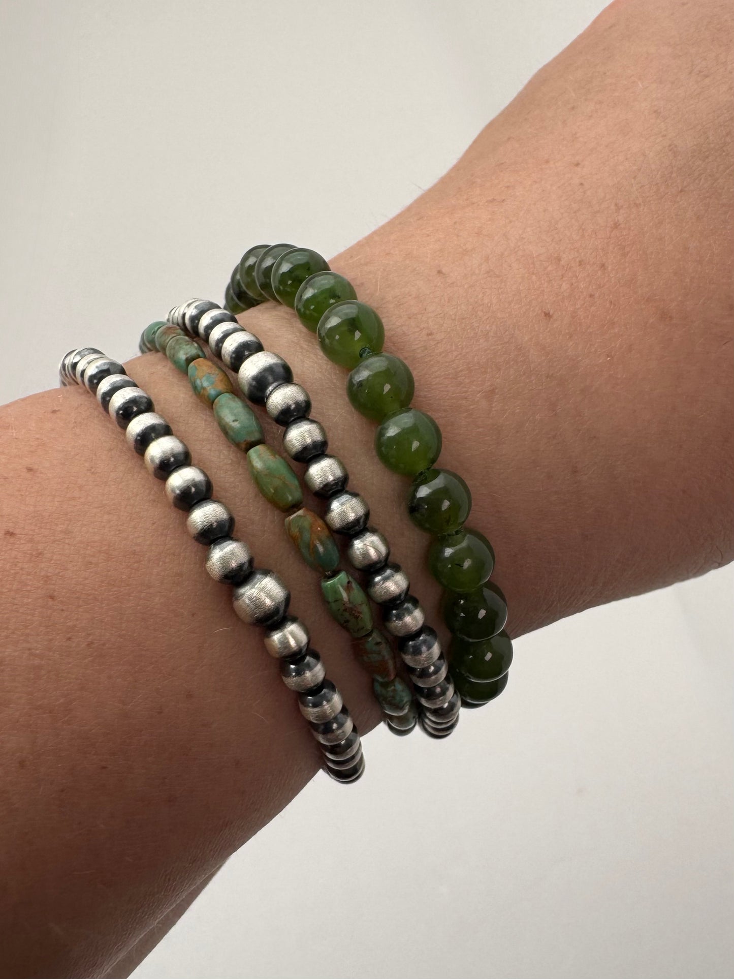 Jade Bead Stretch Bracelet - 6mm beads