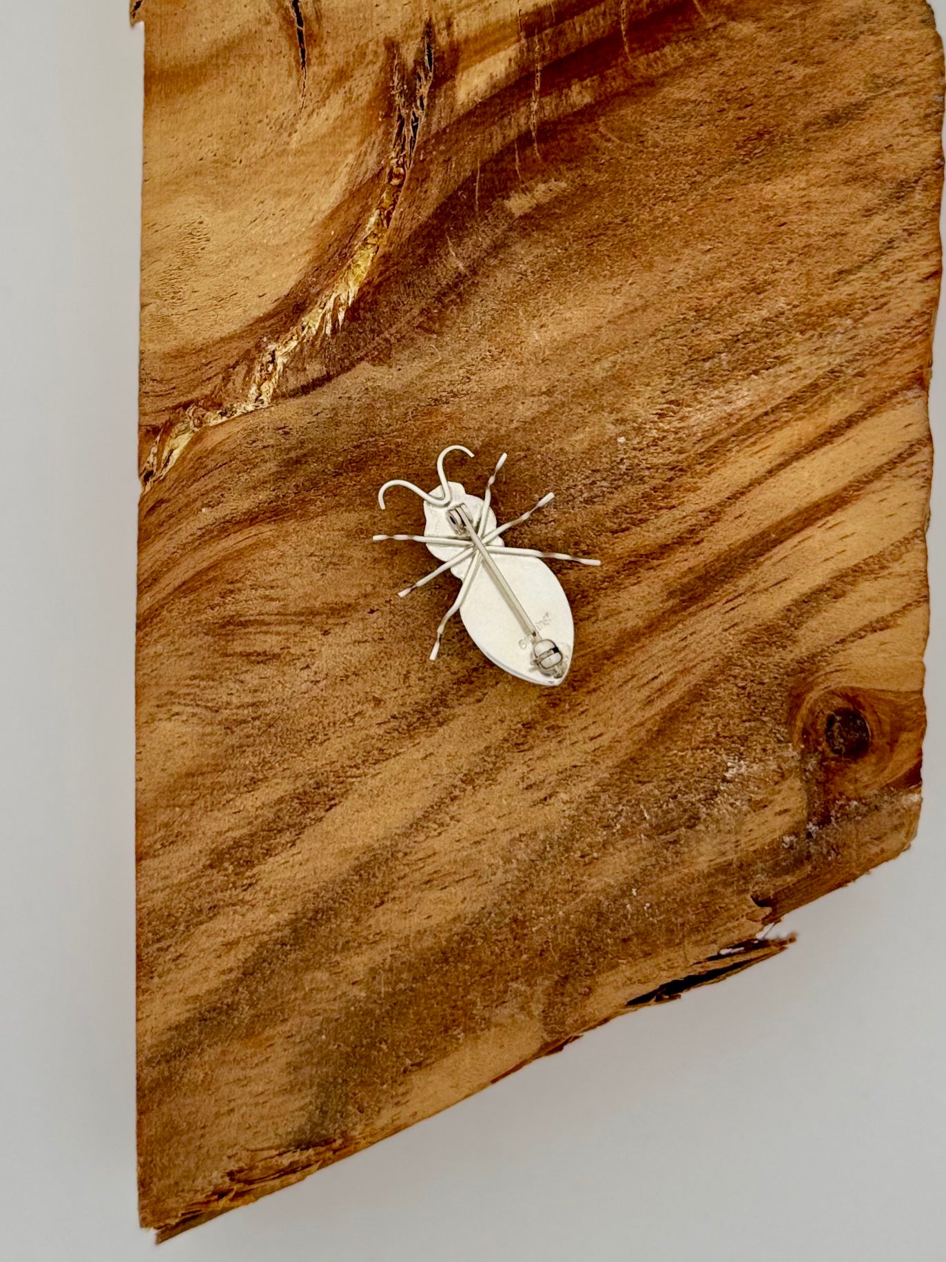 Sterling Silver Onyx Ant Pin
