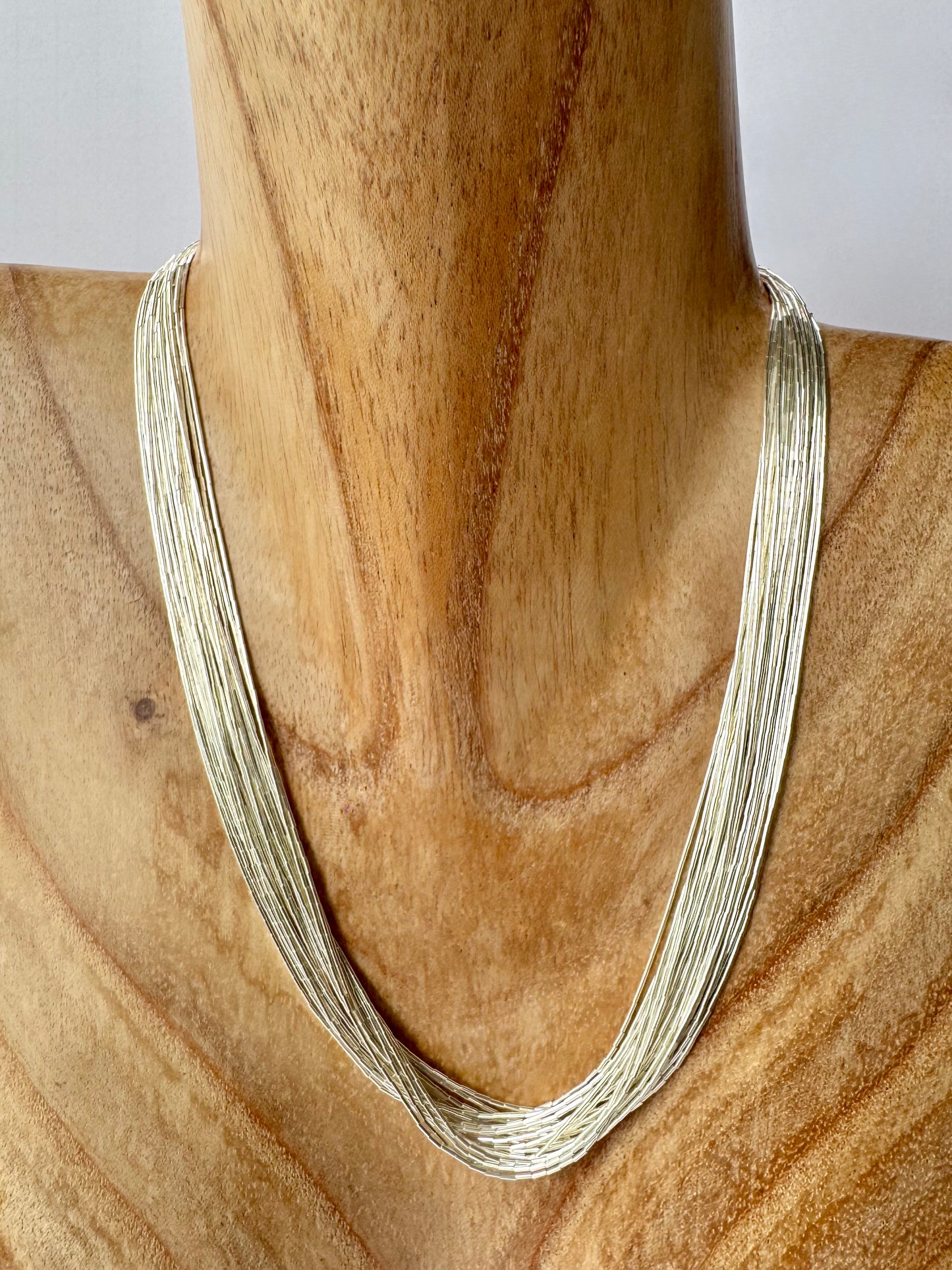 Sterling Silver Liquid Silver Necklace - 20 Strand- Length 16"