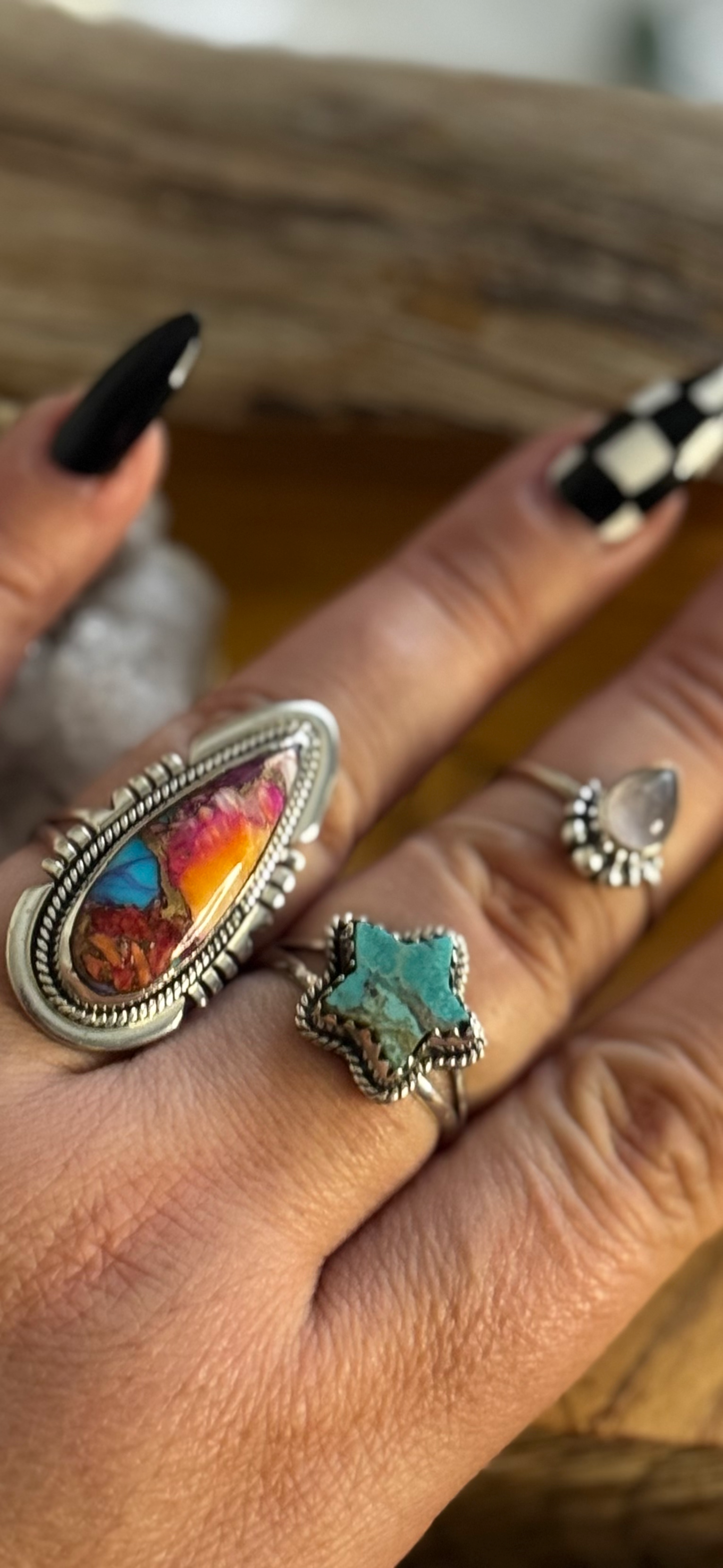 Star Ring - Mohave Turquoise - Sterling Silver - Size 11