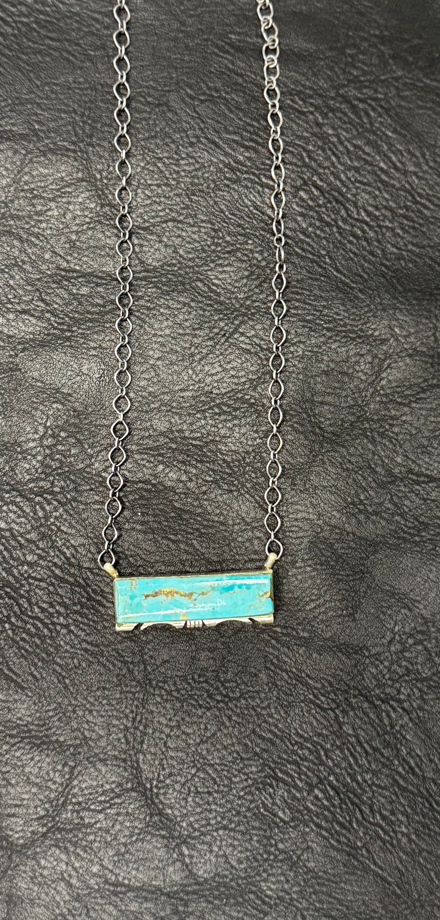 Necklace Bar - Kingston Turquoise - Sterling Silver - Native Handmade - Steve Francisco (artist)