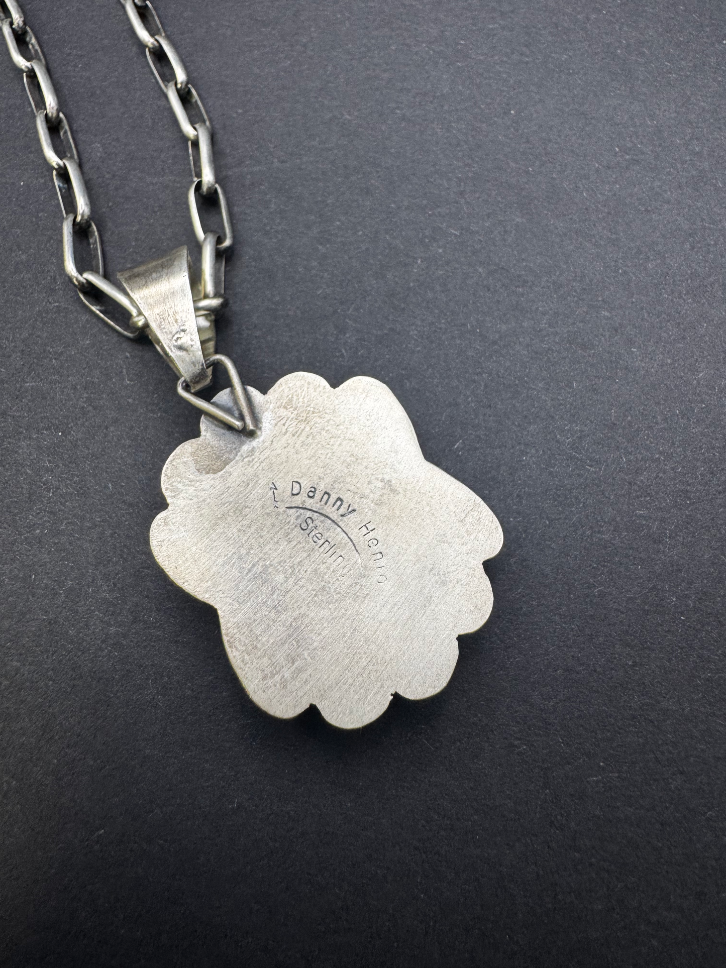 Oval Pendant with Ruffles - Bumblebee Jasper - Sterling Silver - Native Handmade - David Henio (artist)