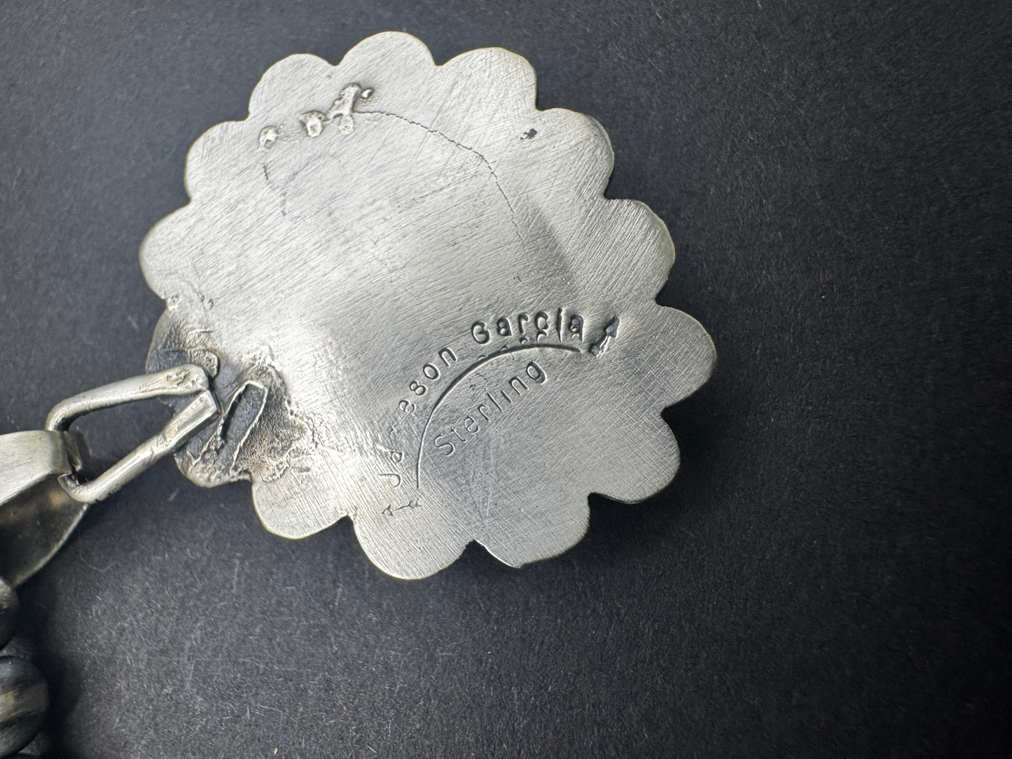 Teardrop with Ruffles - Black Jack - Sterling Silver - Native Handmade - Jameson Garcia (artist)