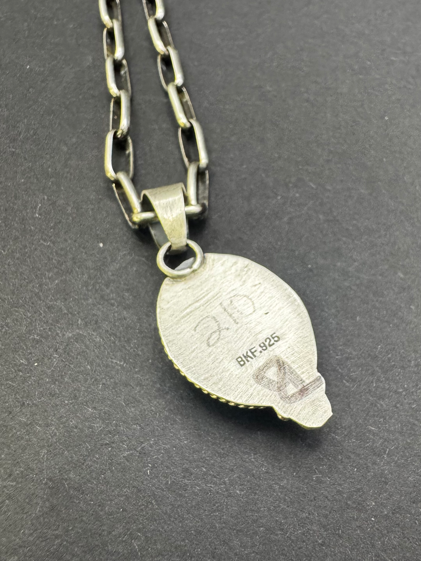 Oval Pendant with Adornments - Black Jack - Sterling Silver - Native Handmade - BKF (artist)