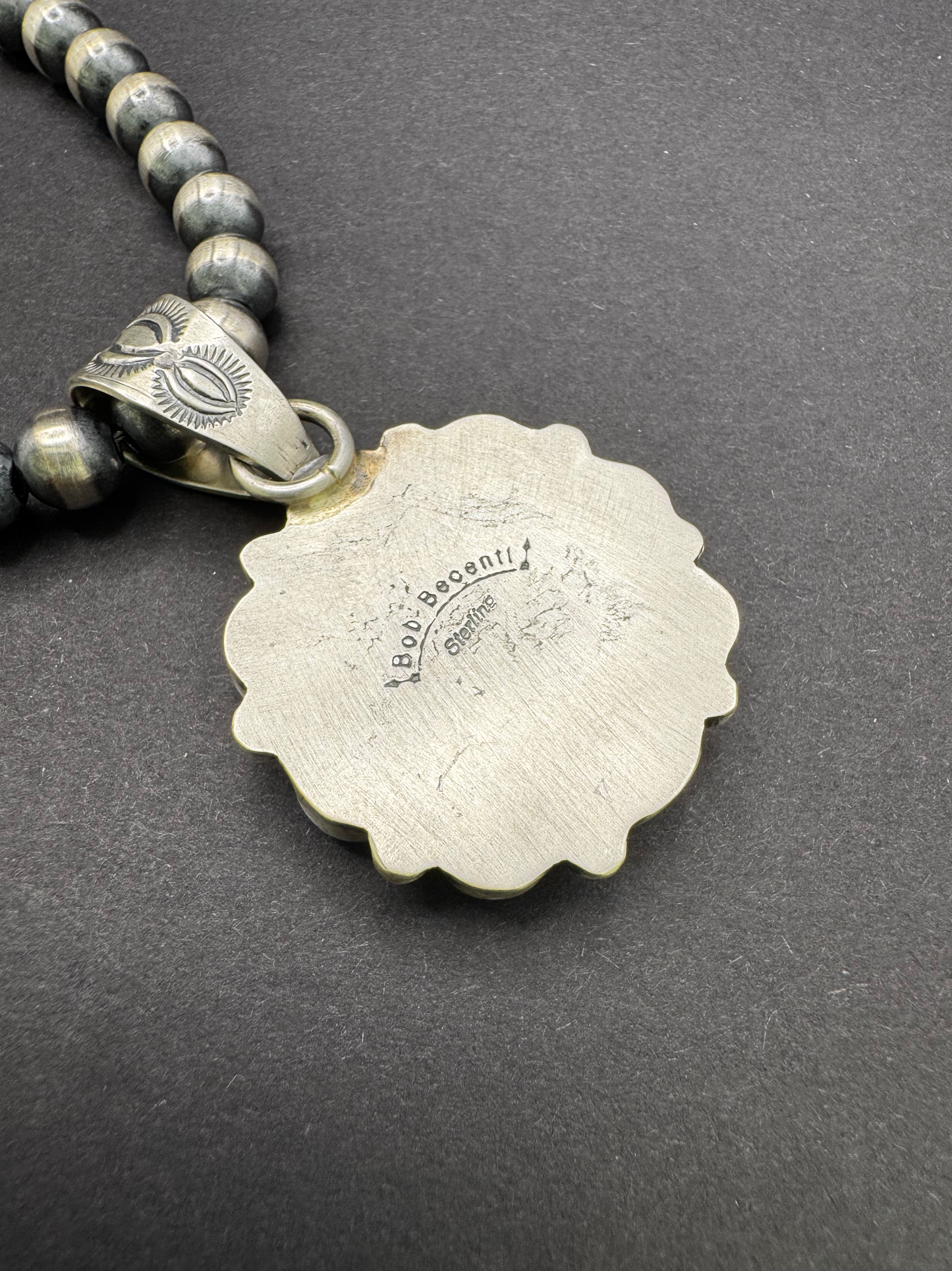 Round Cluster Pendant - Golden Hills - Sterling Silver - Native Handmade - Bob Becenti (artist)