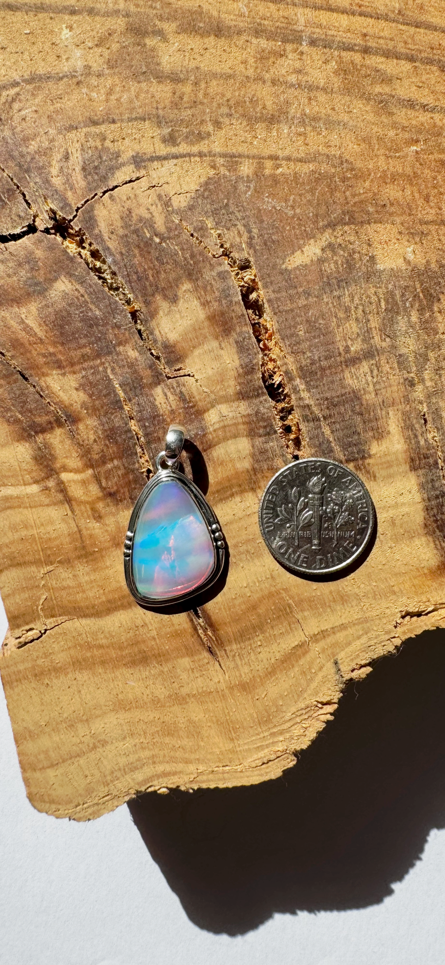 Galaxy Opal Triangular Pendant- Sterling Silver