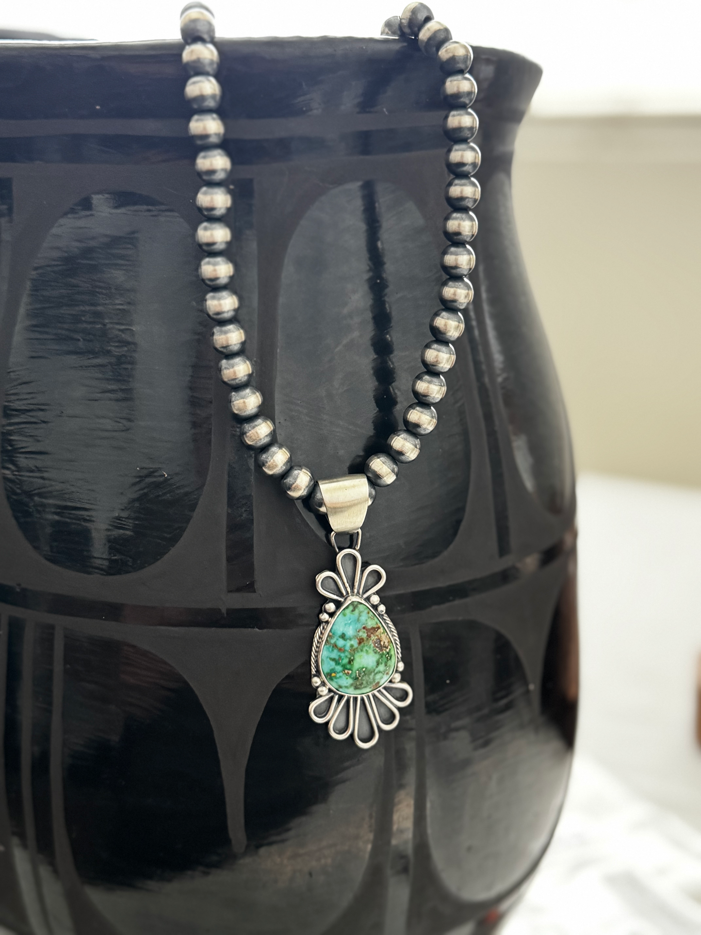 Tear Drop Pendant - Sonoran Turquoise - Native Handmade - ST SO (artist)