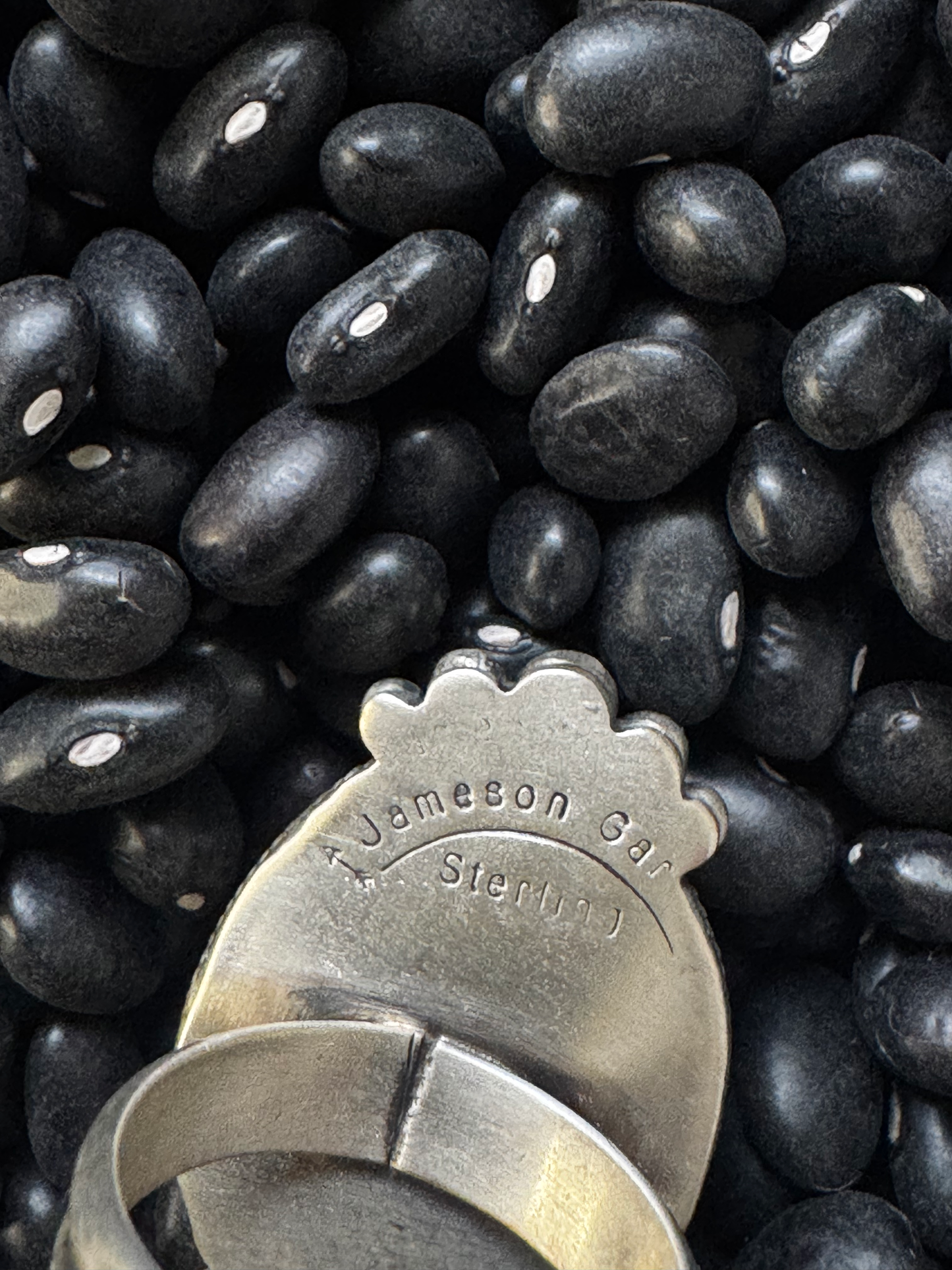 Oval Ring - Bumblebee Jasper - Sterling Silver - Native Handmade - Jameson Garcia (artist) - Size 7.75