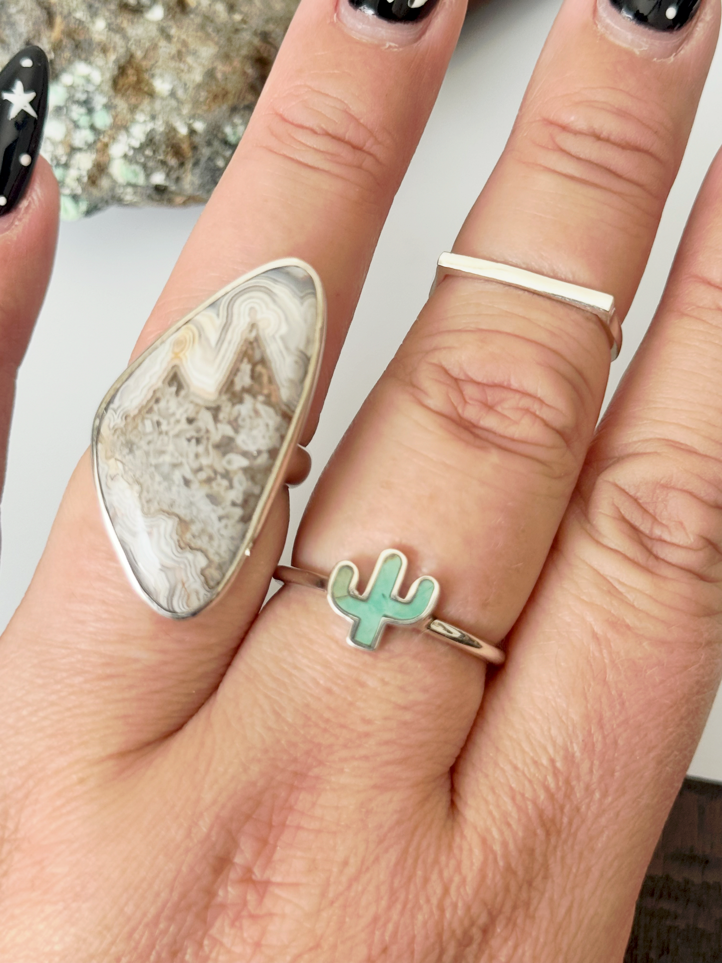 Crazylace Agate Ring - Sterling Silver - Size 7