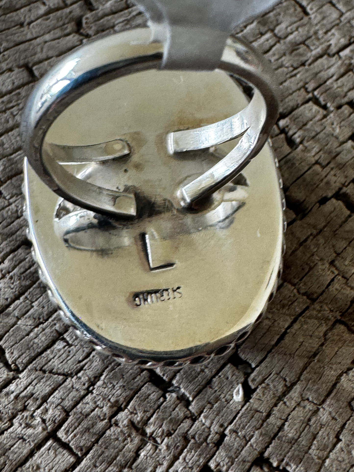 Oval Ring - Chalcedony - Sterling Silver - Native Handmade - L (artist) - Size 6.25