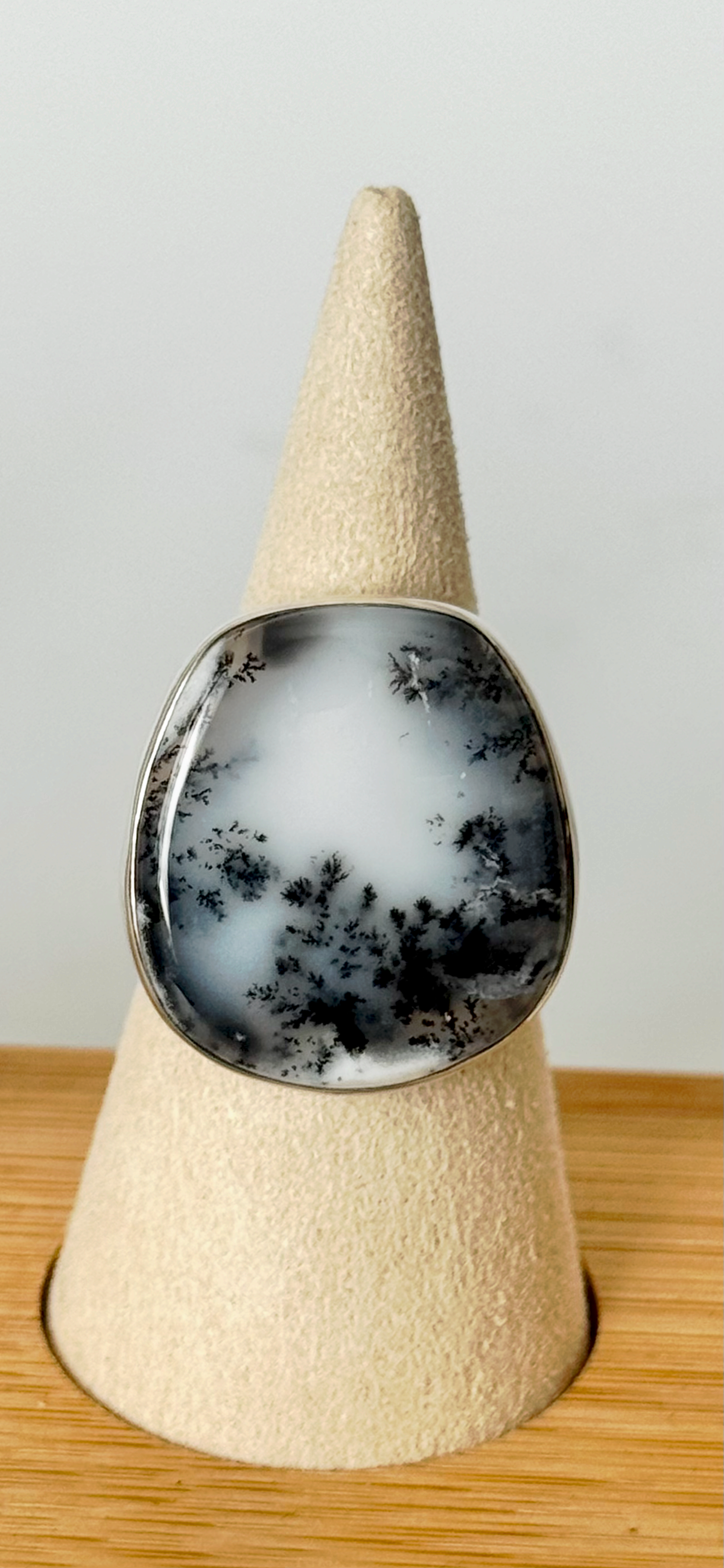 Dendritic Agate Ring - Sterling Silver - Size 8/Adj