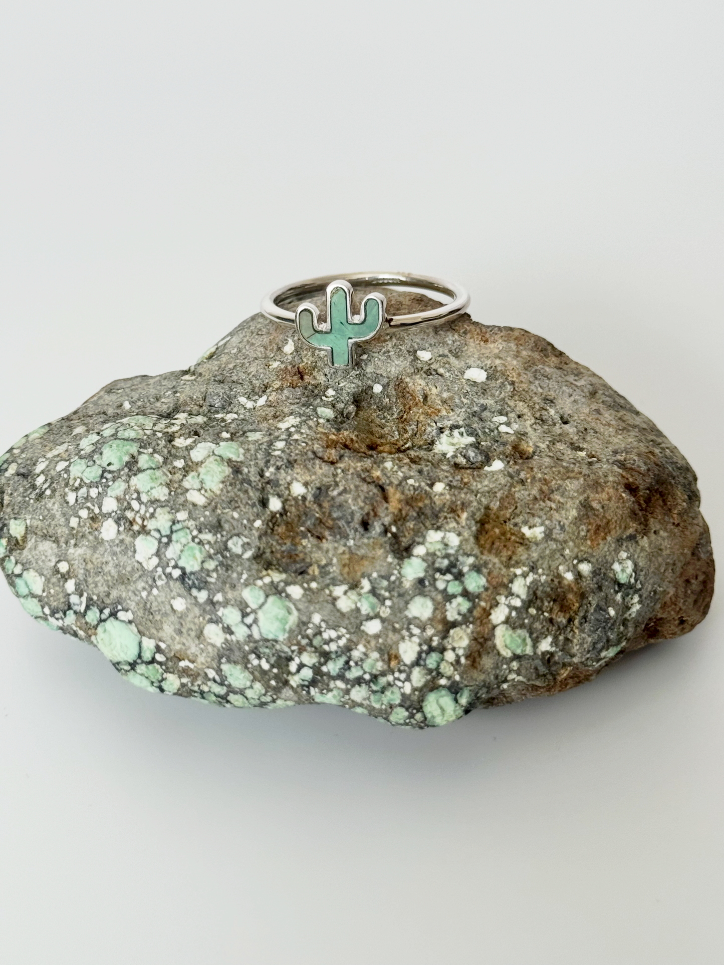Green Turquoise Cactus Ring - Sterling Silver