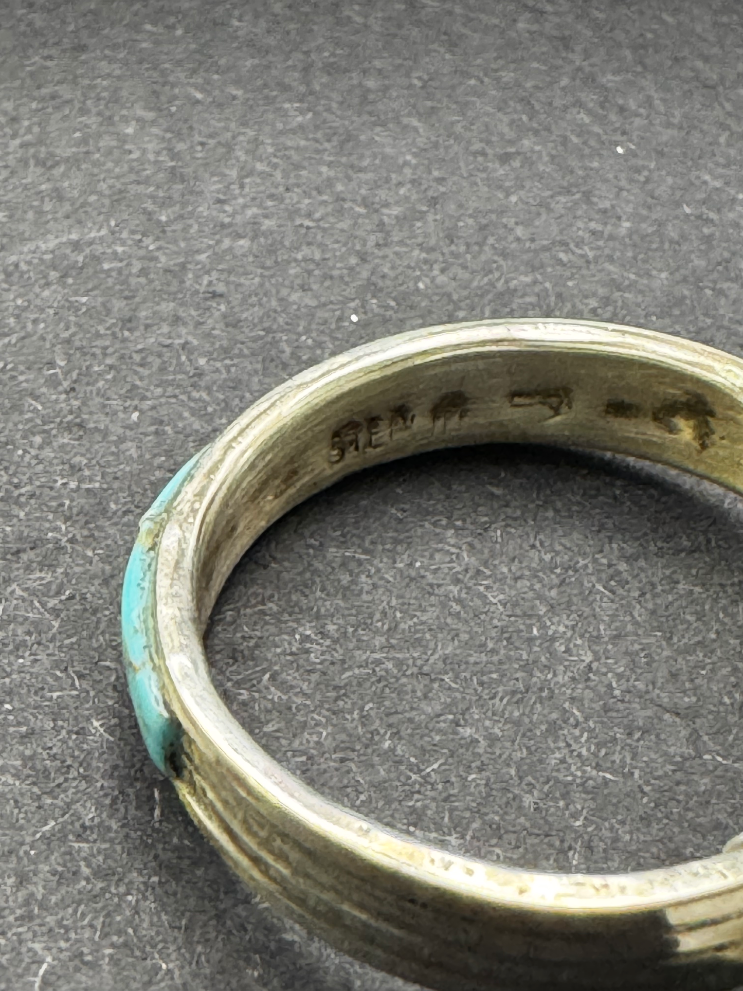 Turquoise Band Ring - Sterling Silver - Navajo Handmade - Debbie Livingston
