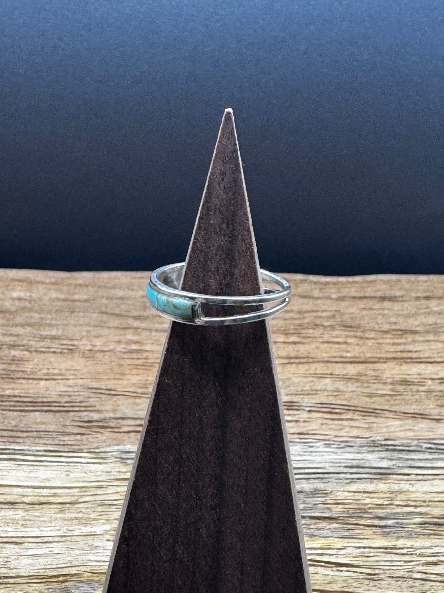 Turquoise Band Ring - Sterling Silver - Navajo Handmade - Debbie Livingston