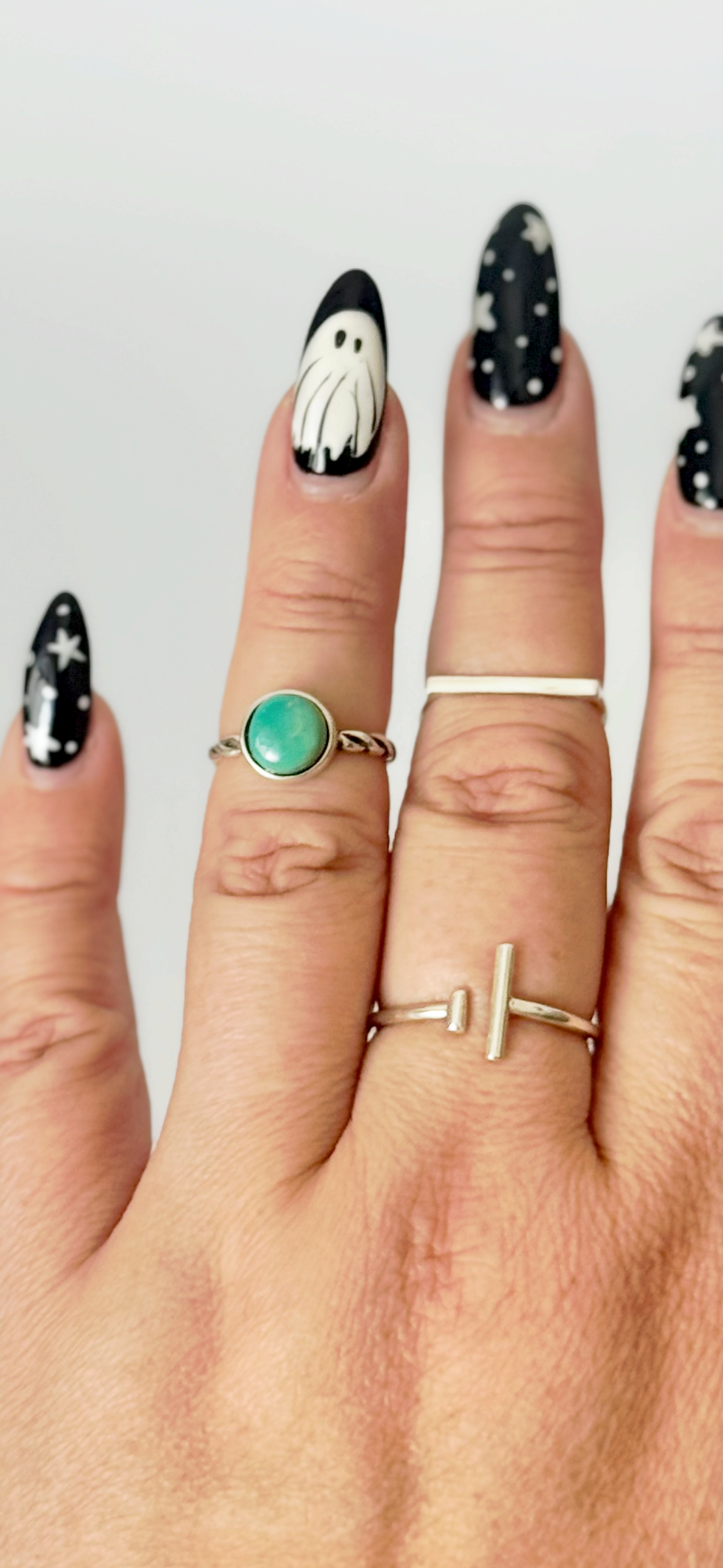 Kingman Turquoise Round Ring - Sterling Silver - Size 5.5