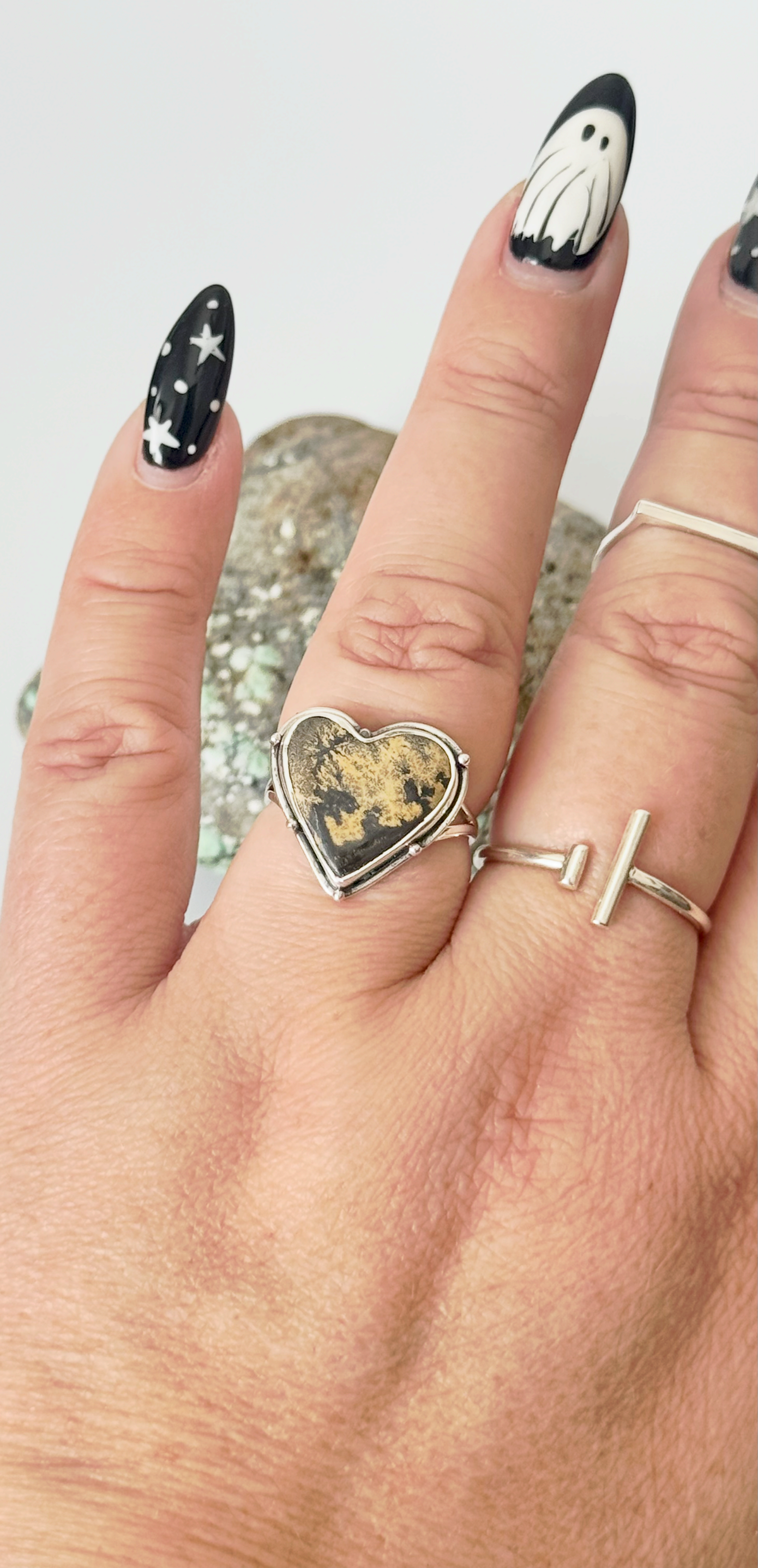 Nielet Jasper Heart Ring- Sterling Silver - Size 8