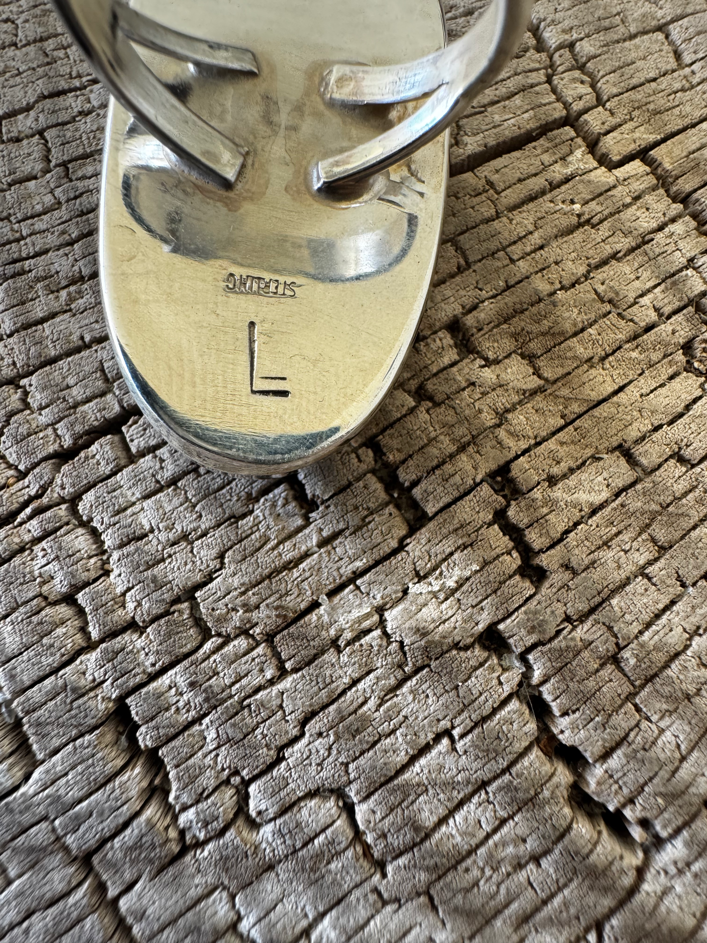 Oval Ring - Ocean Jasper - Sterling Silver - Native Made - L (artist stamp) - Size 8.75