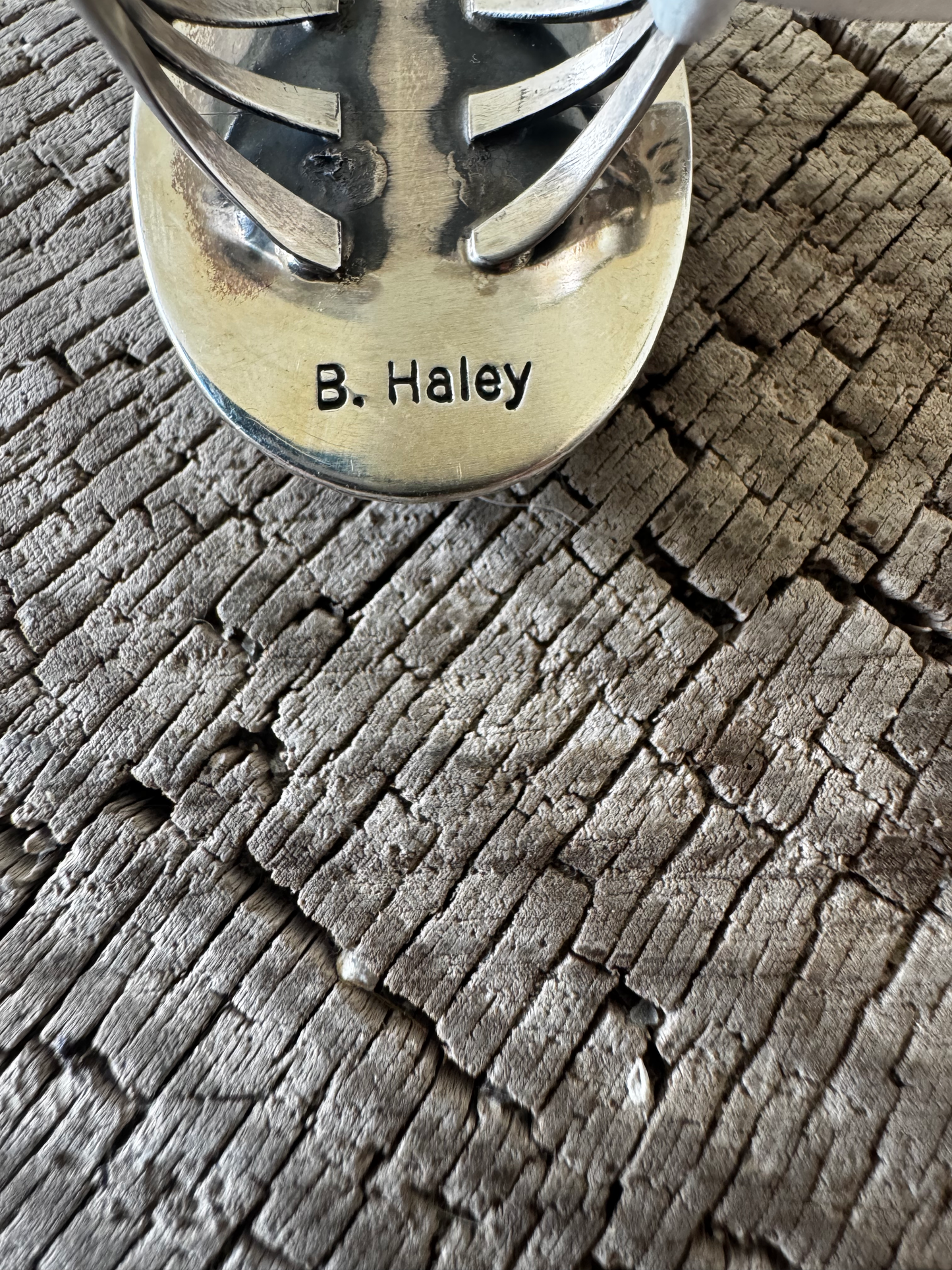 Oval Concho Ring - Palomino Turquoise - Sterling Silver - Native Handmade - B. Haley (artist) - Size 10