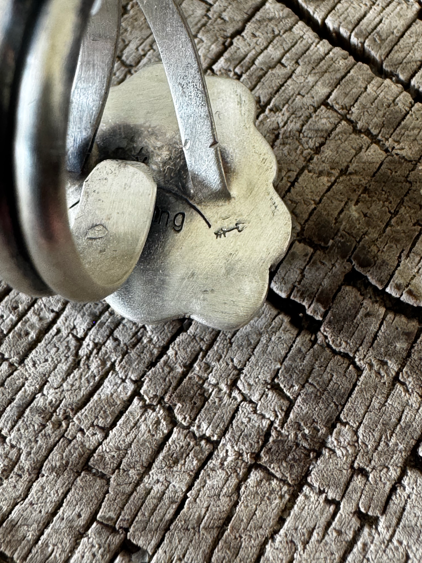 Triangular Ruffle Ring - Prince Turquoise - Sterling Silver - Native Handmade - Arrow Symbol (artist) - Size Adjustable