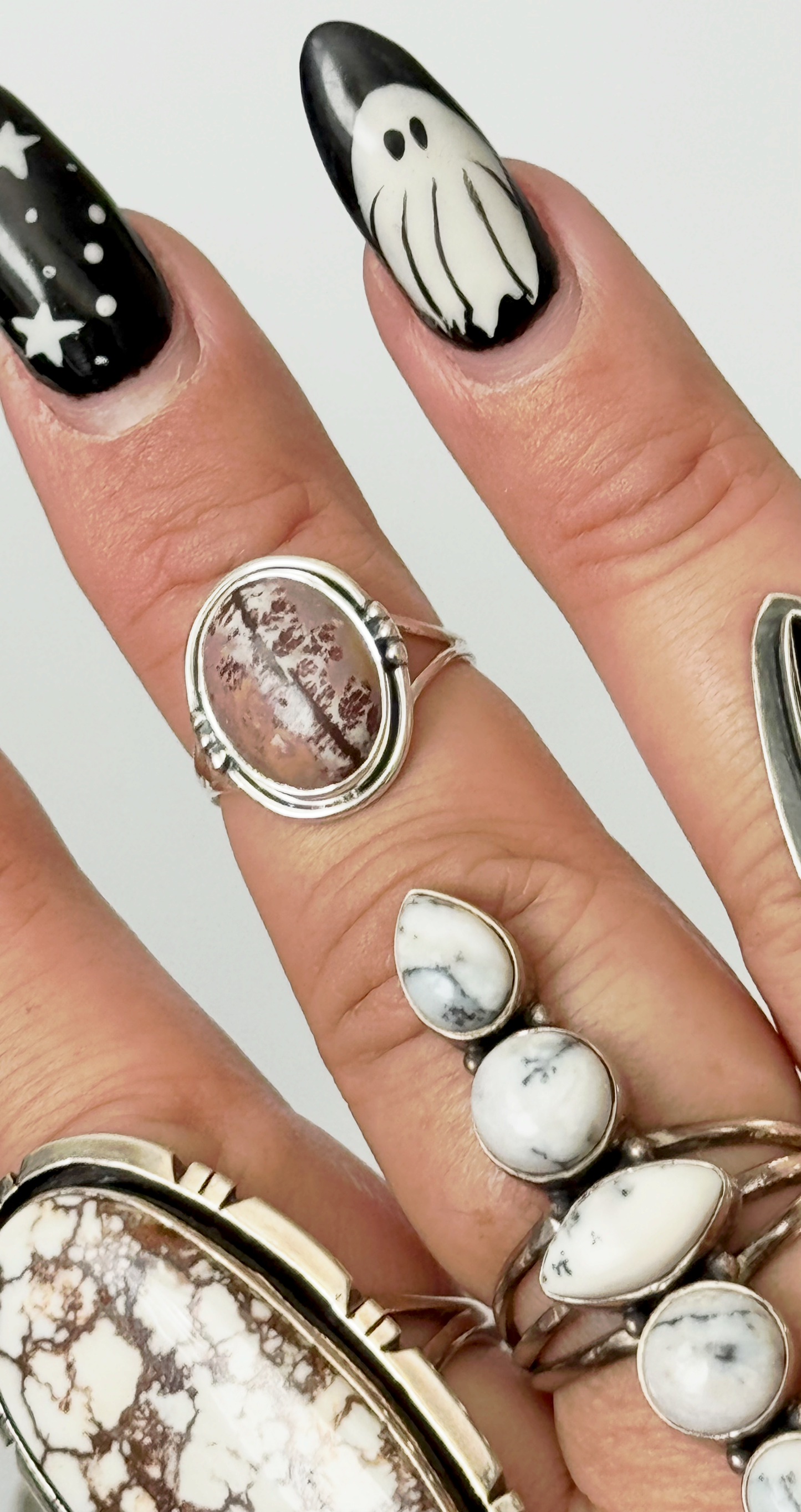 Sonoran Dendrite Oval Ring - Sterling Silver - Size 6