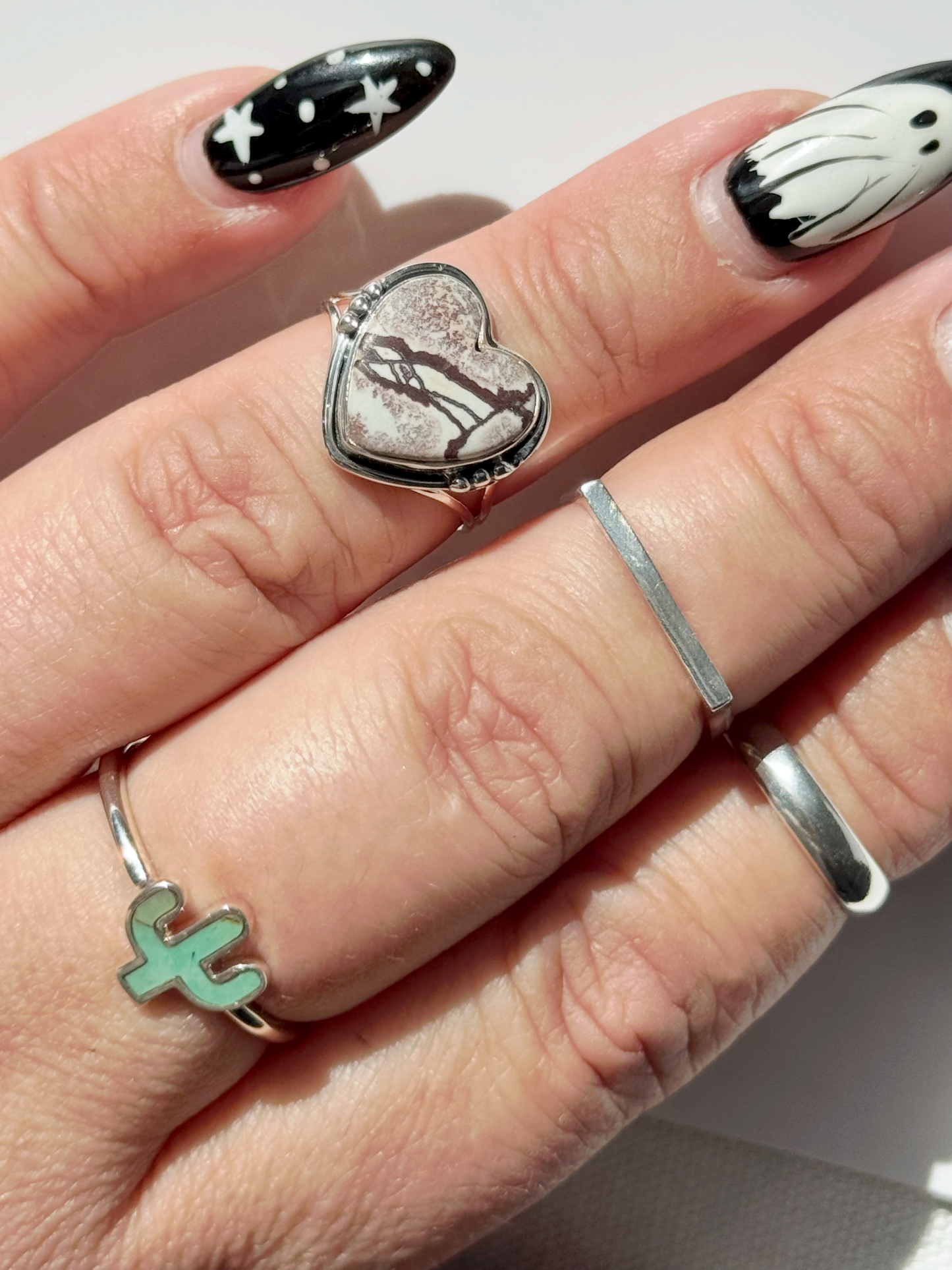 Sonoran Dendrite Heart Ring - Sterling Silver - Size 6