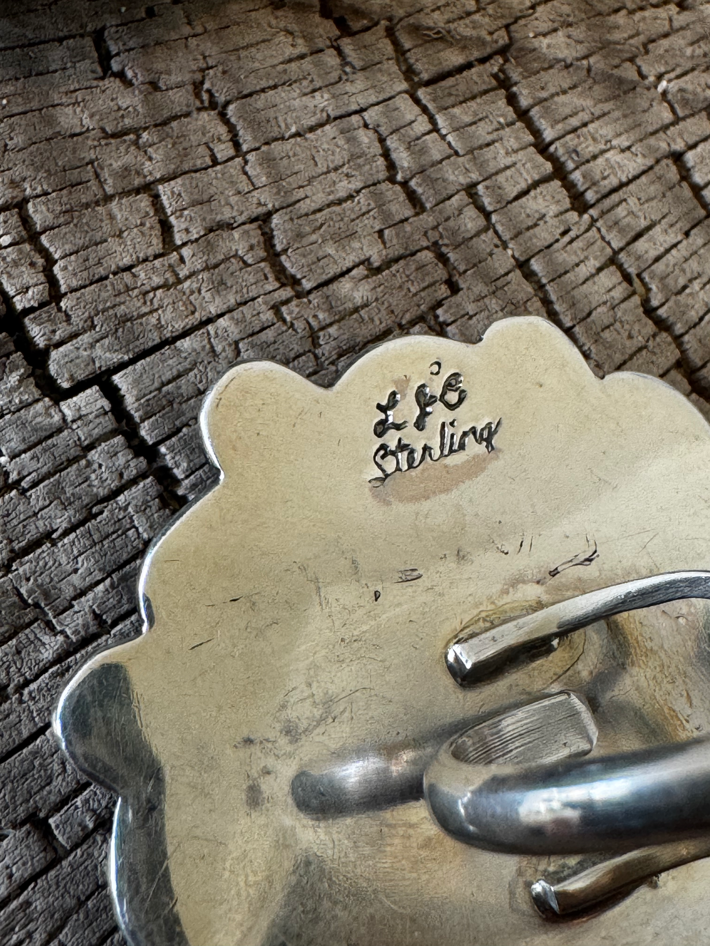 Cluster Ring - White Buffalo - Sterling Silver - Navajo Handmade - LJC (artist) - Size Adjustable