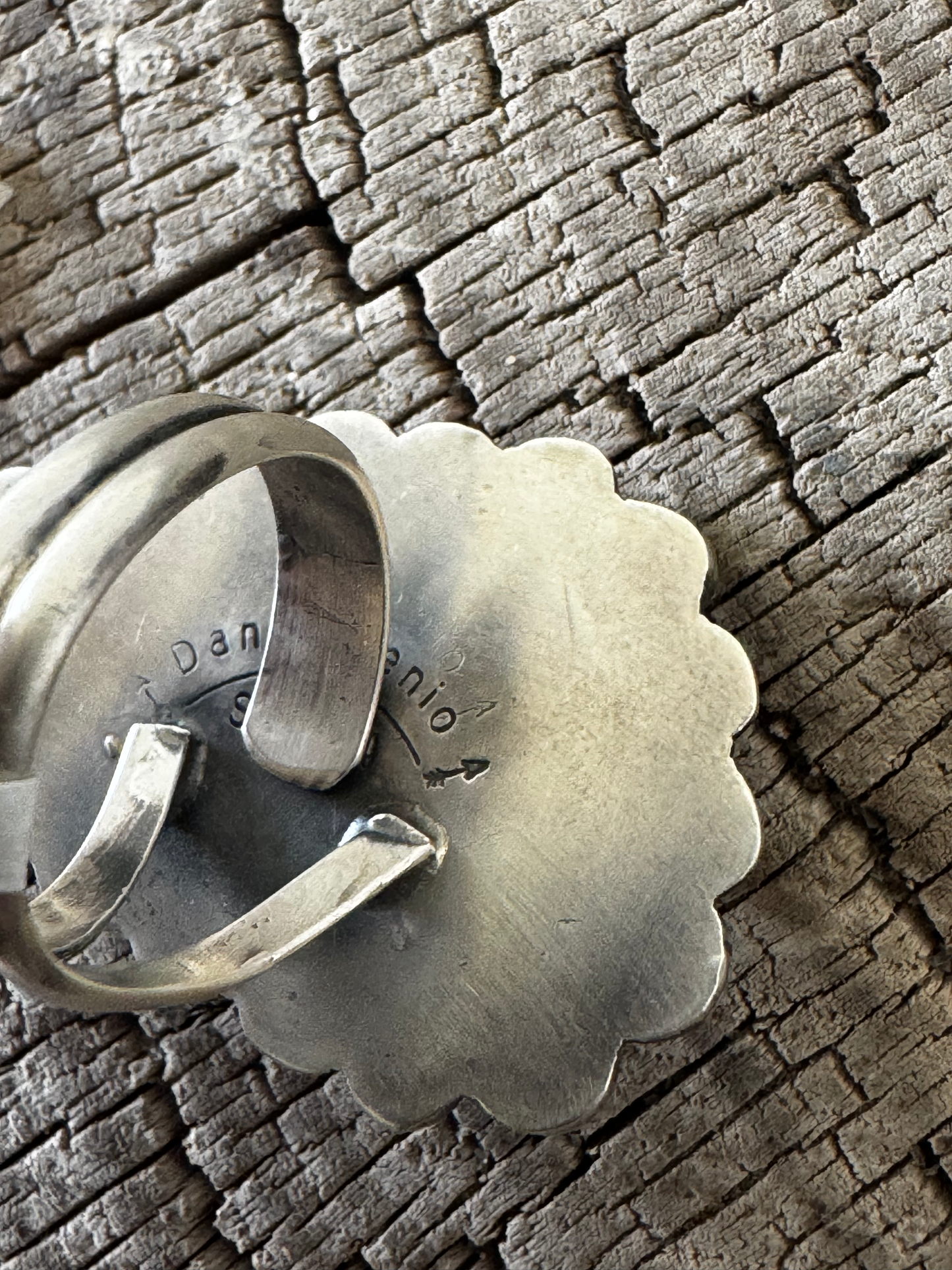 Tear Drop Ring - White Buffalo - Sterling Silver - Native Handmade - Dan Henio (artist) - Size Adjustable