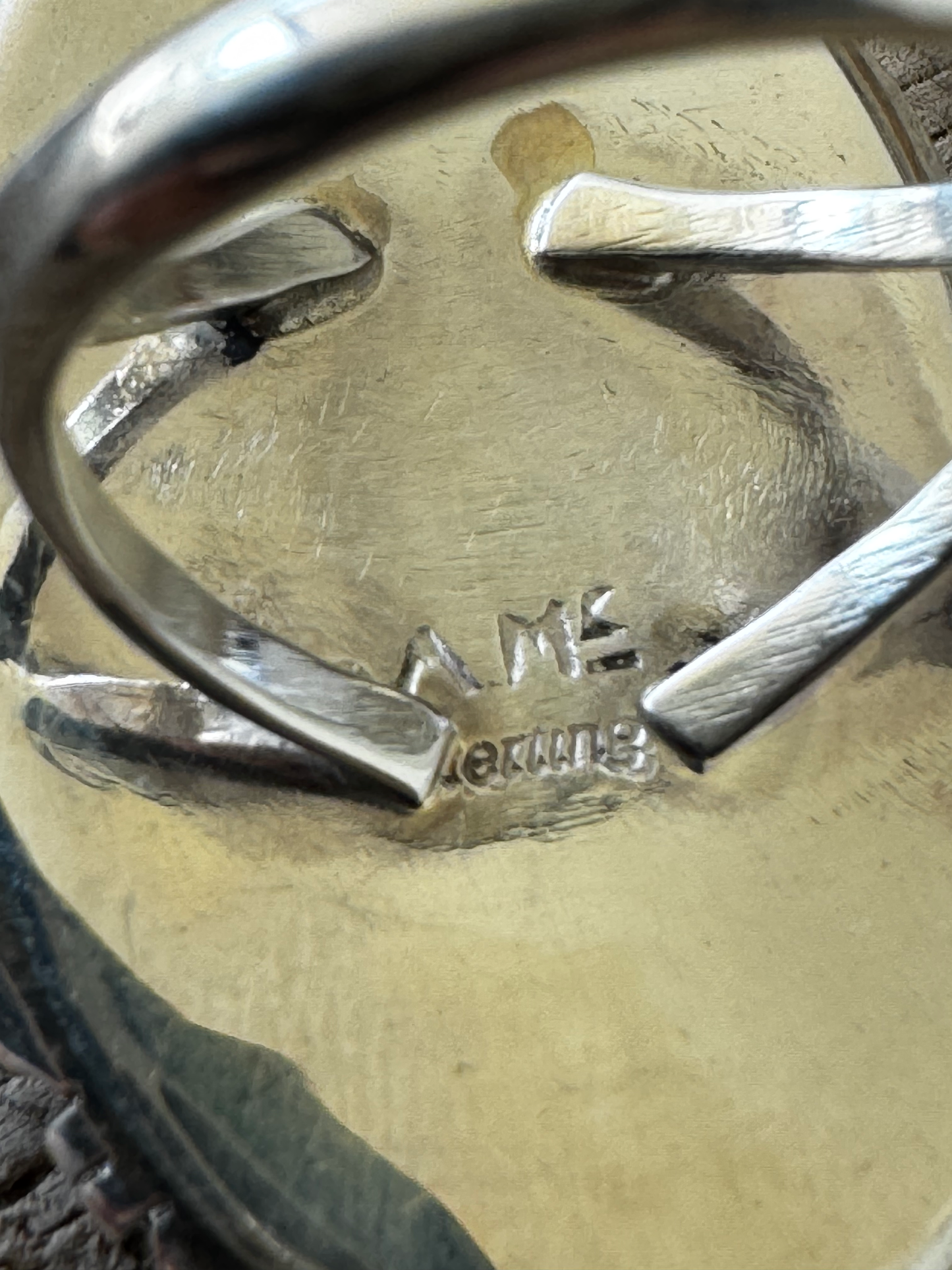 Oval Ring - White Horse - Sterling Silver - Native Handmade - AM (artist) - Size 9.75