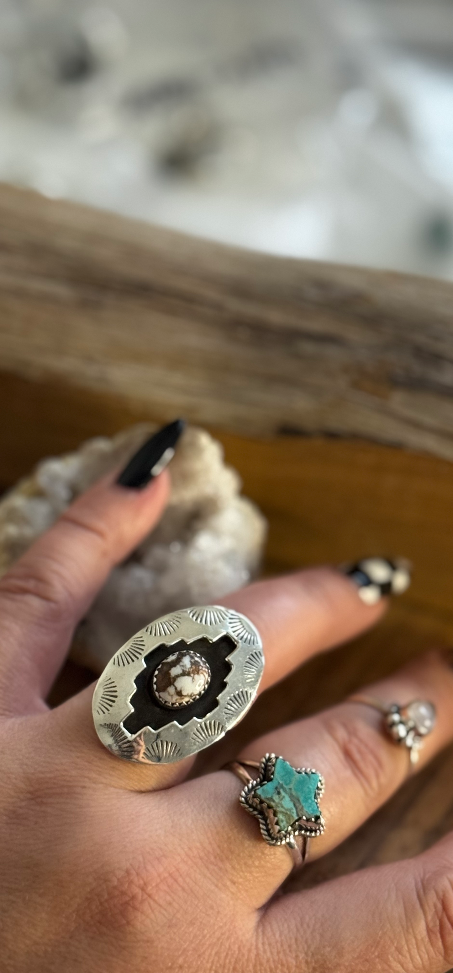 Shadow Box Ring - Wild Horse Jasper - Sterling Silver - Size 8