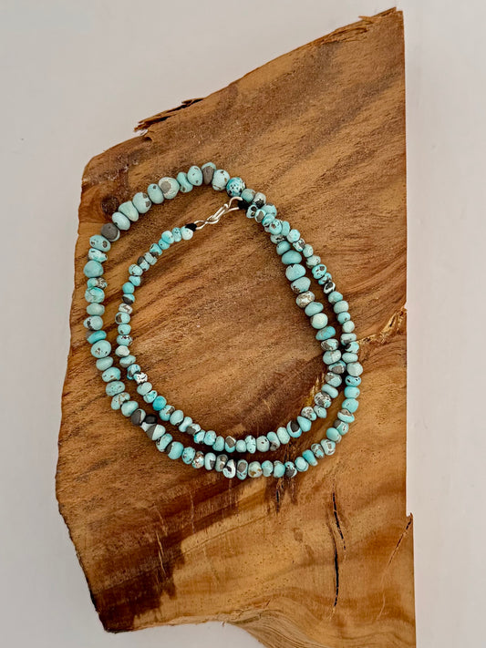 Lone Mountain Turquoise Nugget Bead Necklace -Length 19"