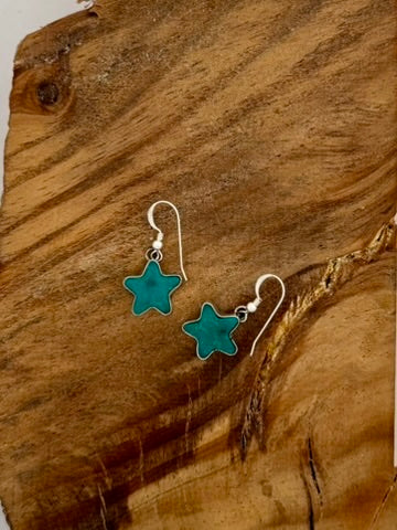 Armanian Turquoise Star Earrings Native Handmade by S. Lee