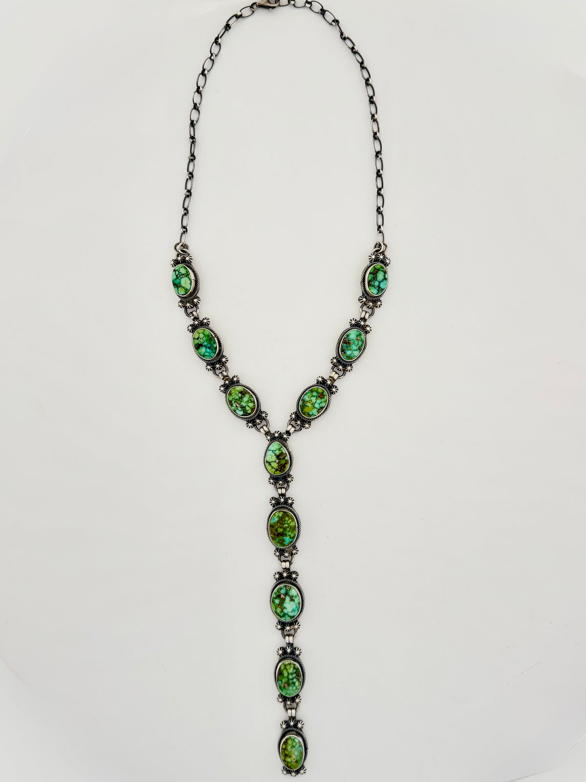 Sonoran Turquoise Lariate Necklace Native Handmade Length:18" , Lariat Drop: 5.5"