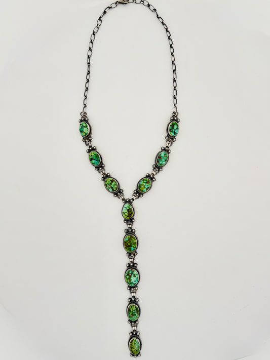 Sonoran Turquoise Lariate Necklace Native Handmade Length:18" , Lariat Drop: 5.5"